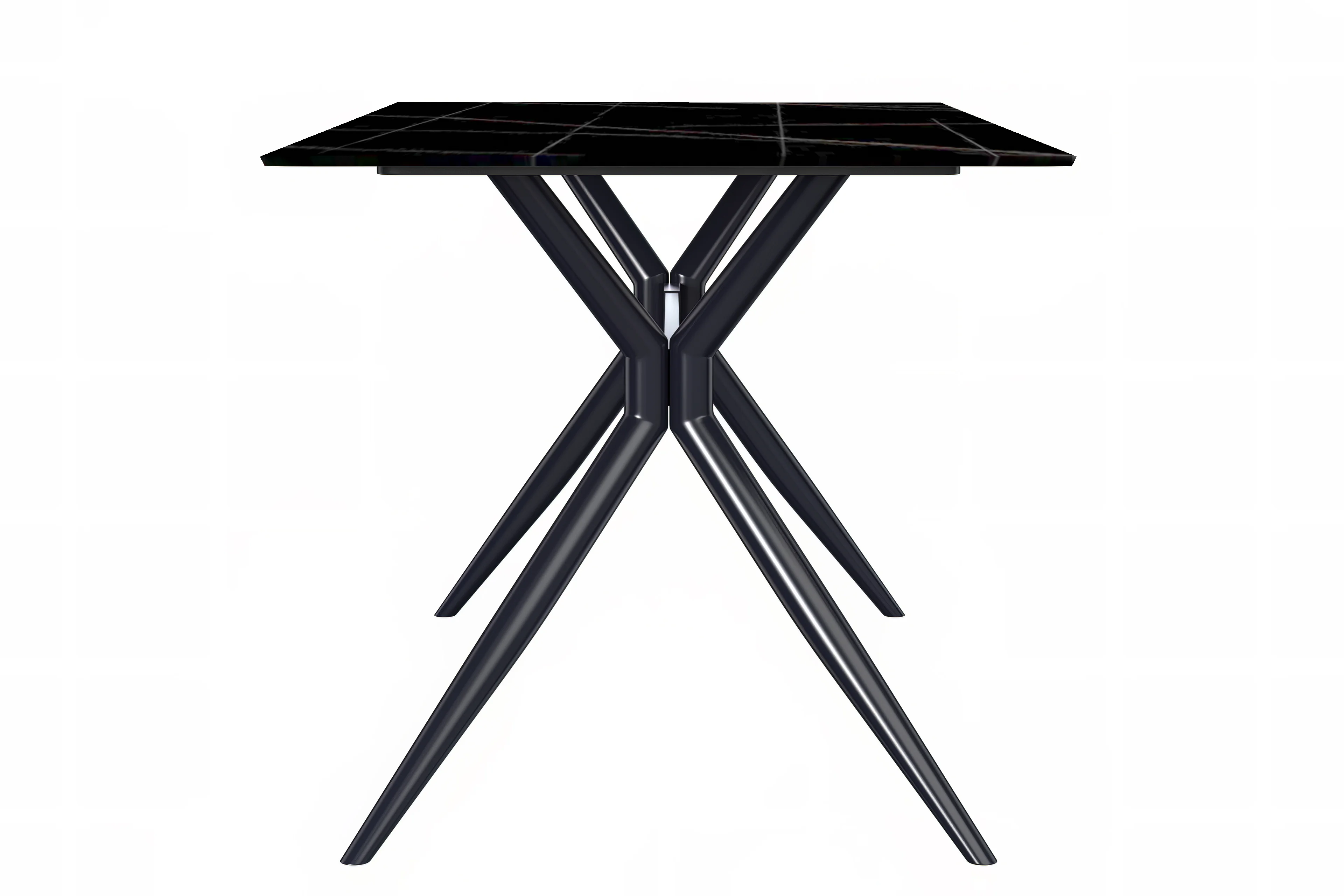 Elega Series Black Carbon Steel Dining Table 71 With Black/Gold Sintered Stone Top