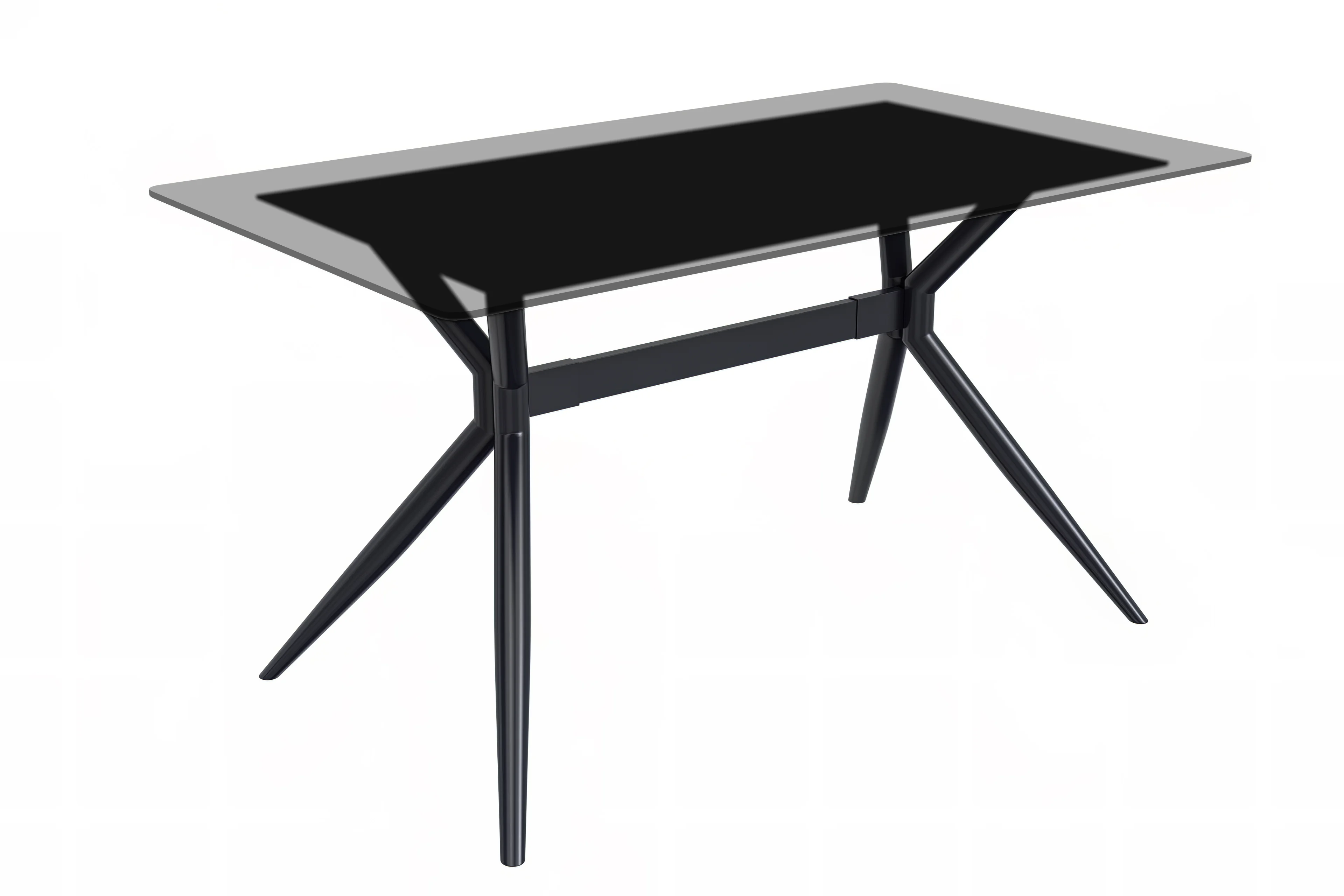 Elega Series Black Carbon Steel Dining Table 71 With Clear Glass Top