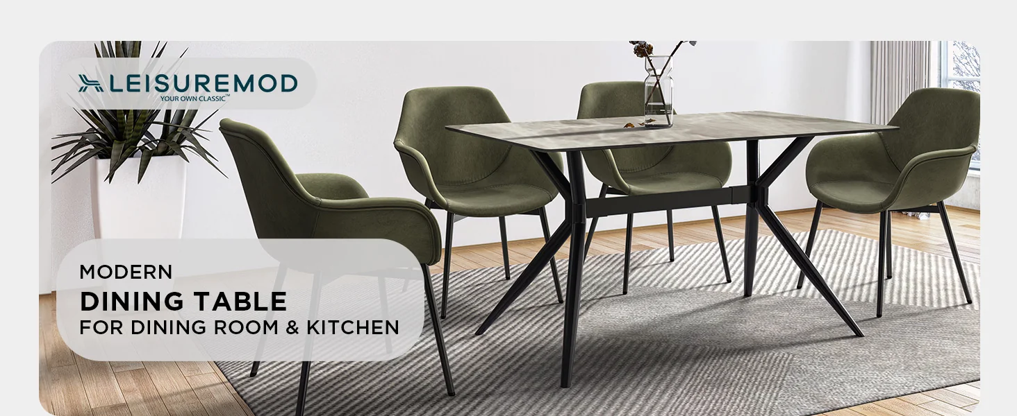 Elega Series Black Carbon Steel Dining Table 71 With Deep Grey Sintered Stone Top