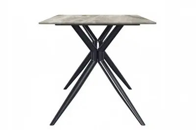 Elega Series Black Carbon Steel Dining Table 71 With Deep Grey Sintered Stone Top