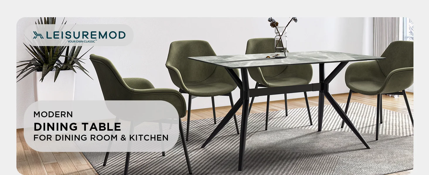 Elega Series Black Carbon Steel Dining Table 71 With Light Grey Sintered Stone Top