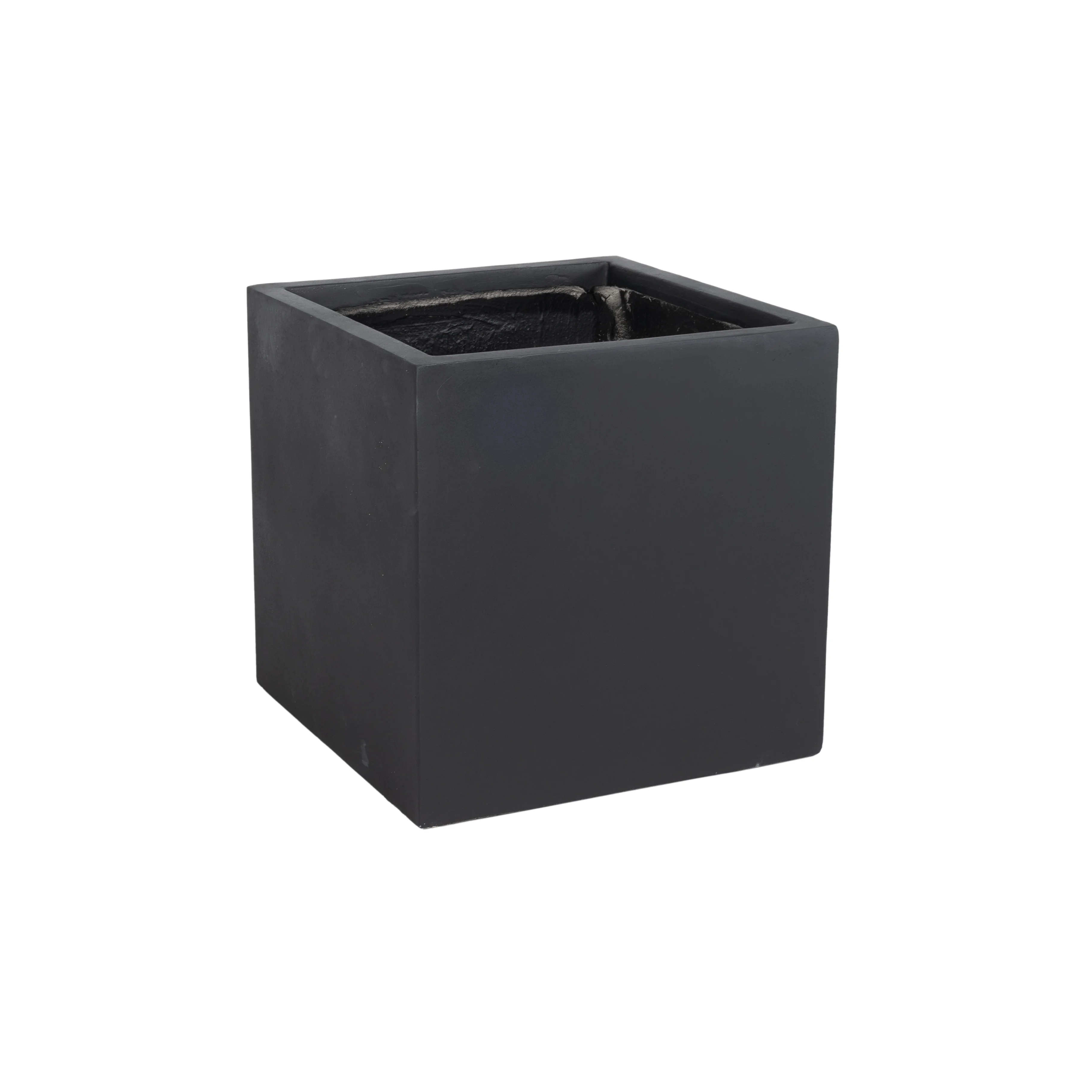 Fern Series Poly Stone Planter 12" Cube in Black