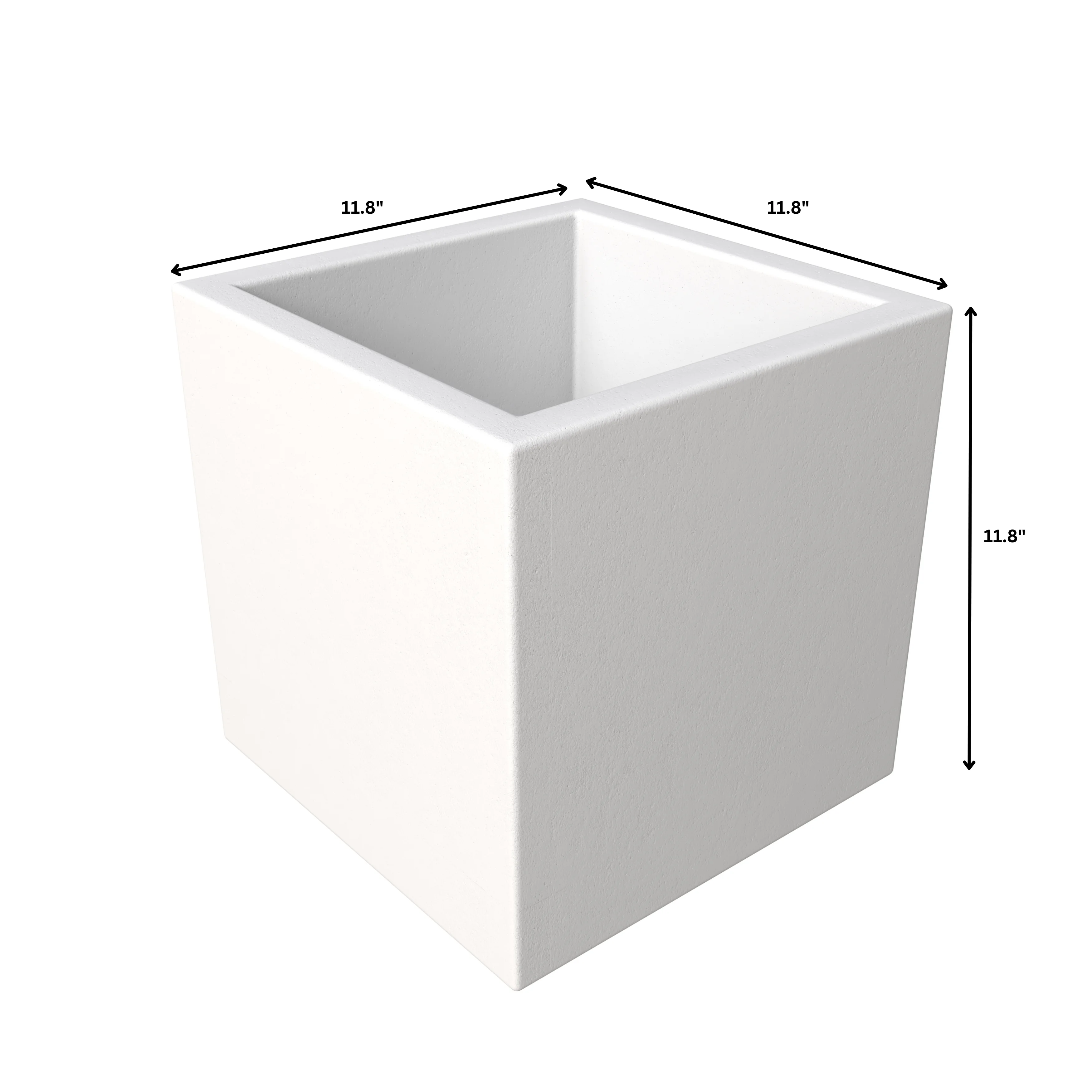 Fern Series Poly Stone Planter 12" Cube in White