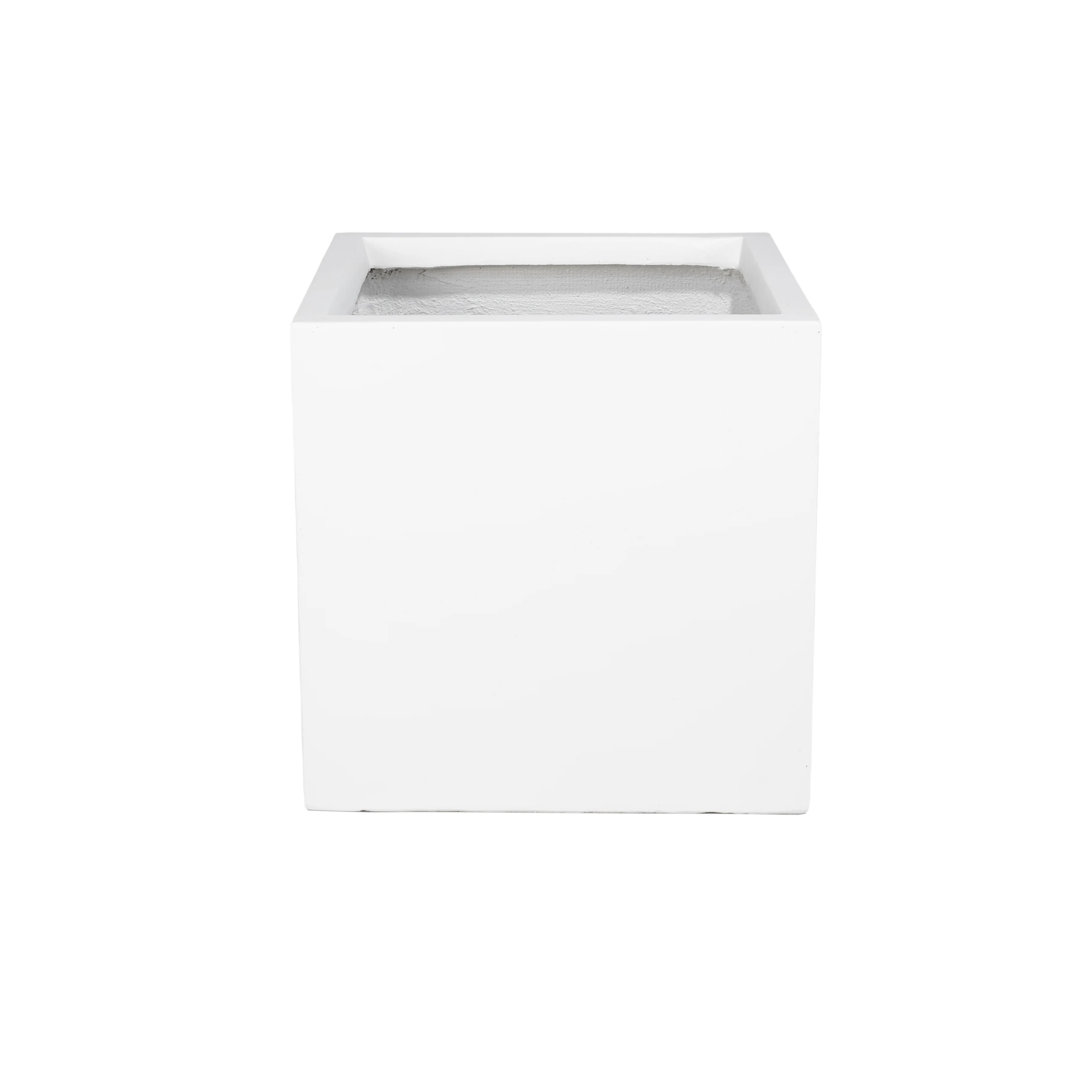 Fern Series Poly Stone Planter 12" Cube in White