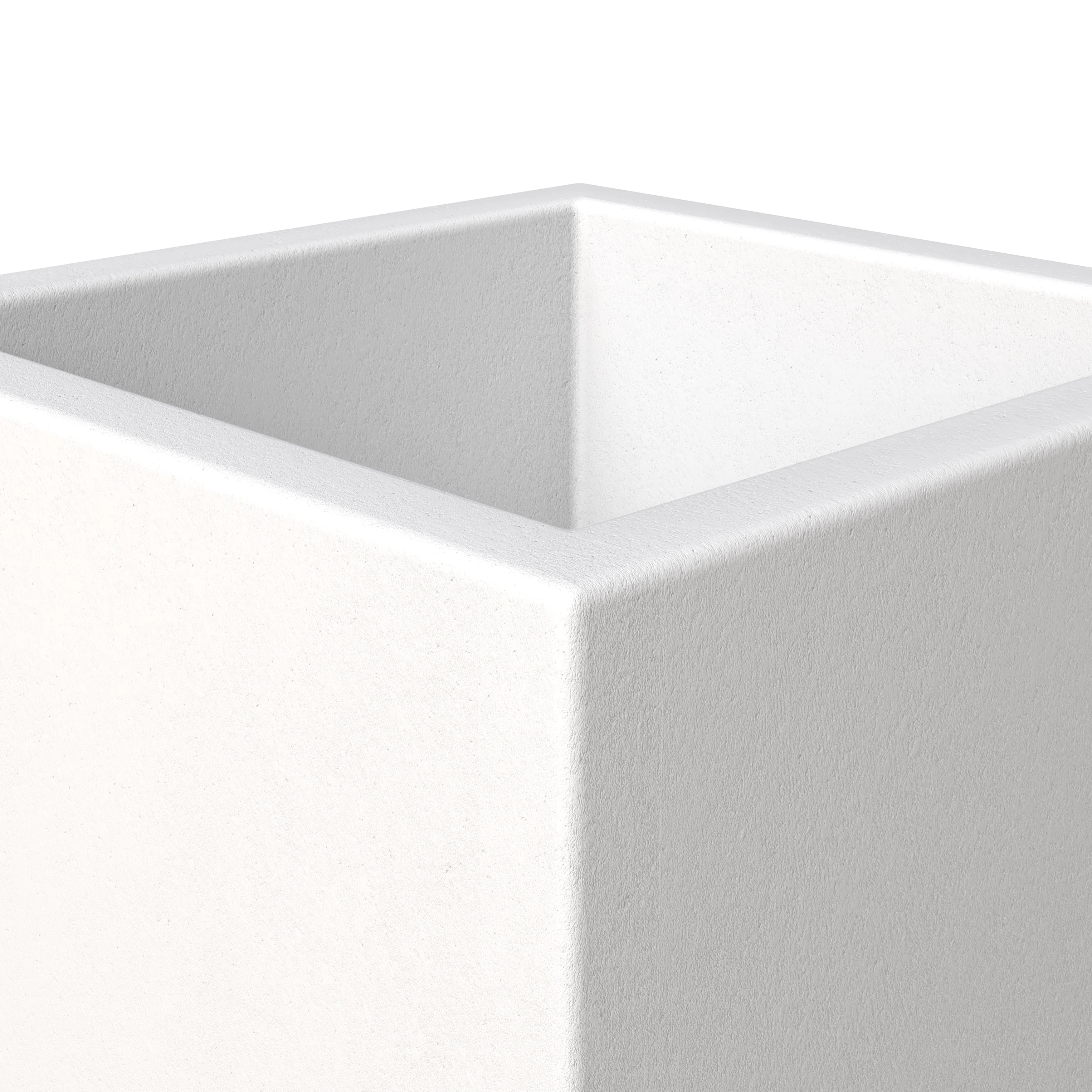 Fern Series Poly Stone Planter 15" Cube in White