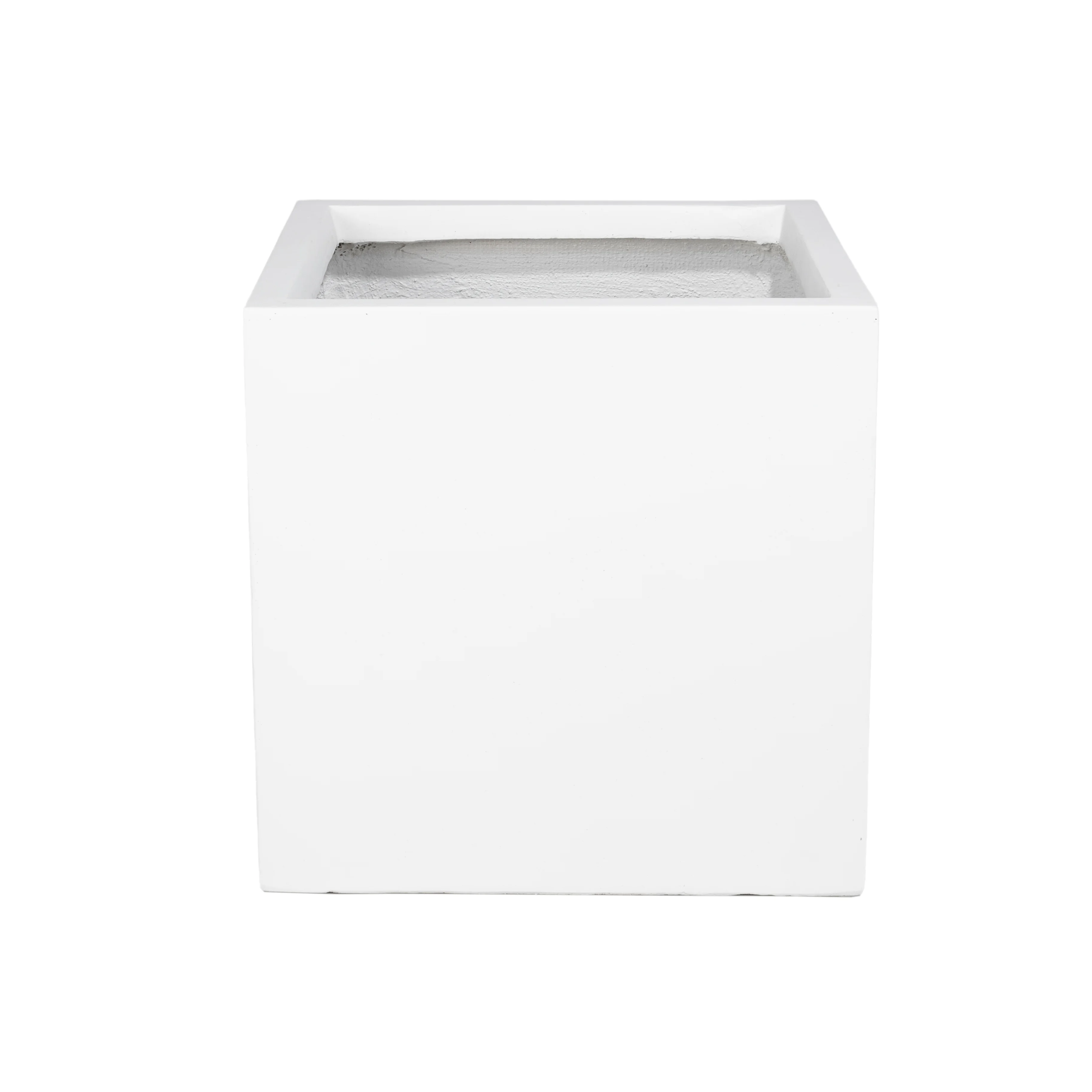 Fern Series Poly Stone Planter 15" Cube in White