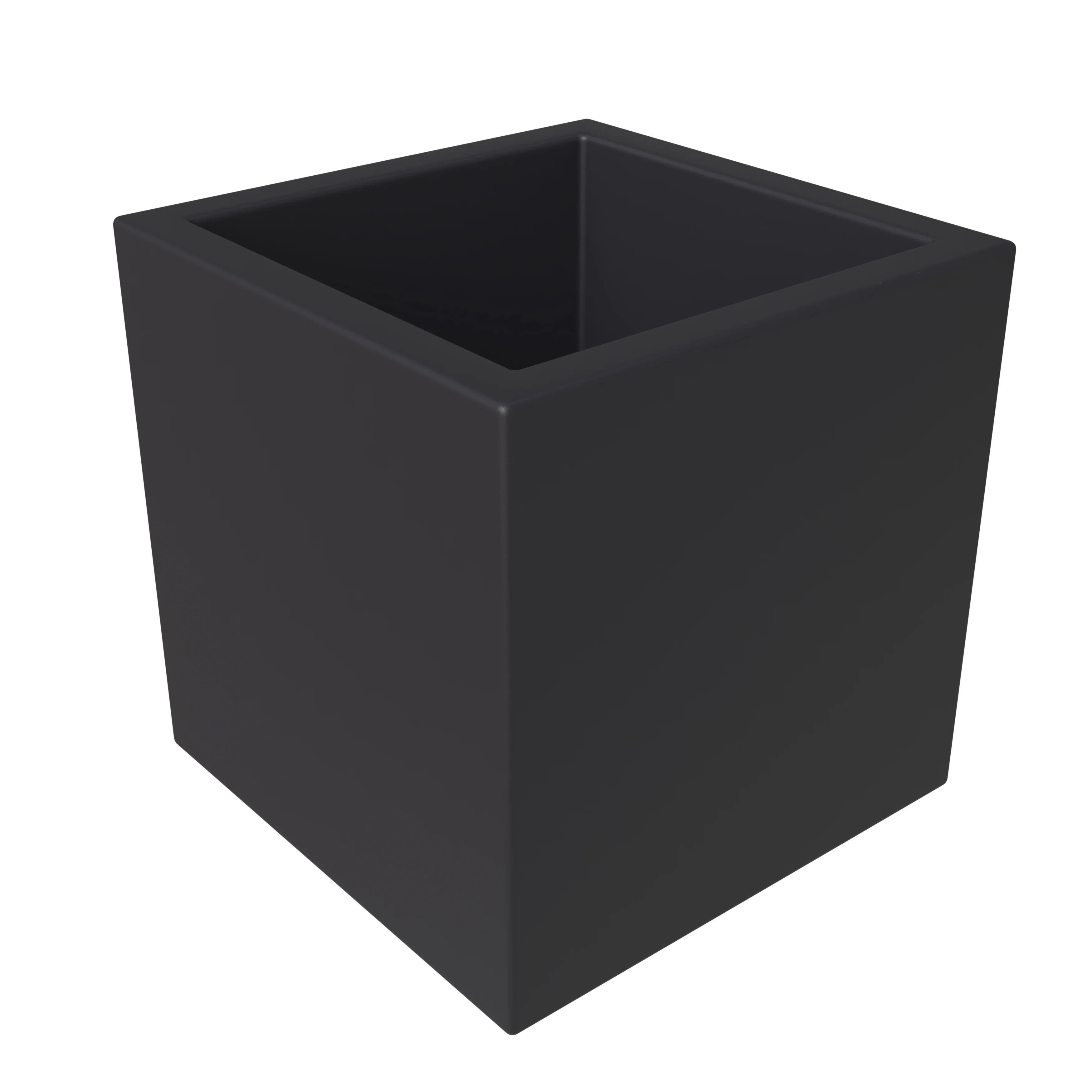 Fern Series Poly Stone Planter 19.7" Cube in Black