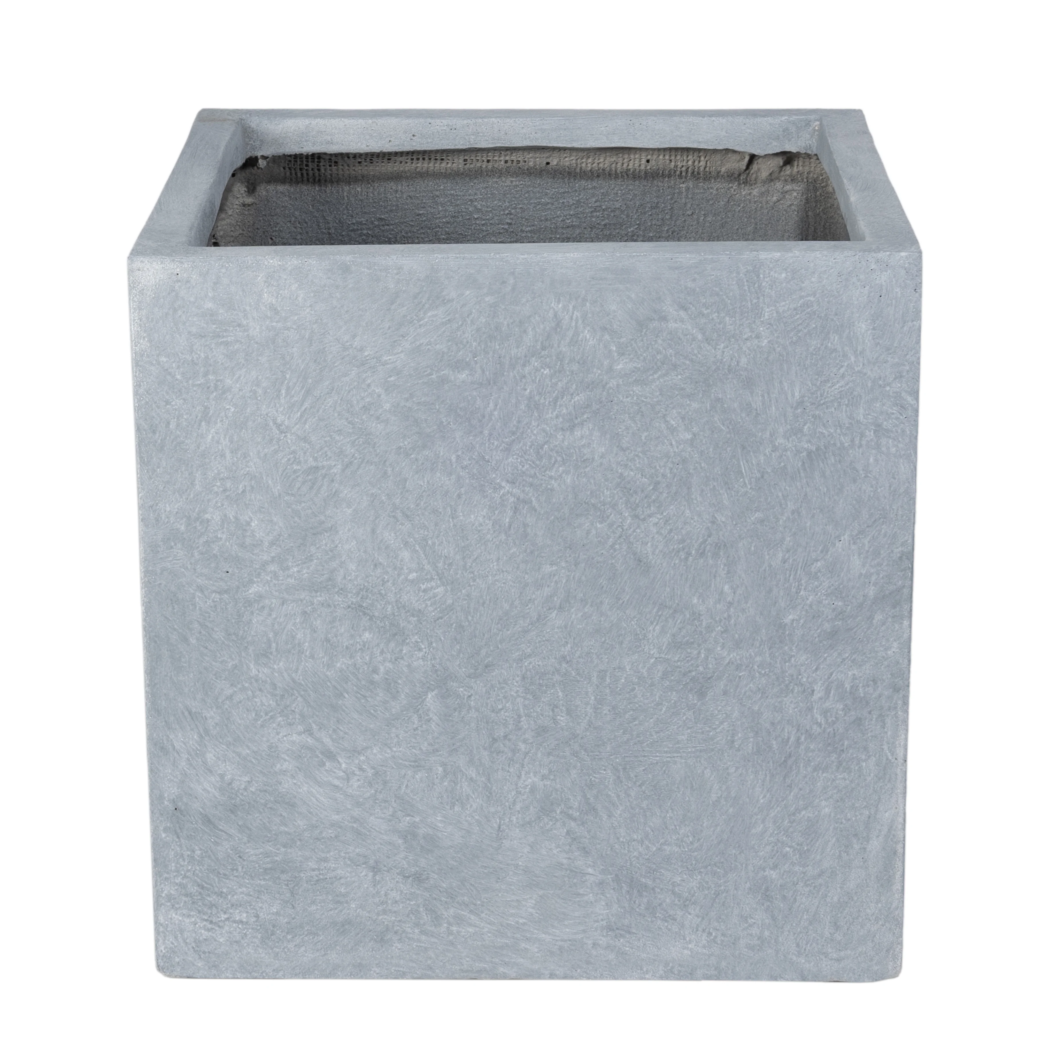 Fern Series Poly Stone Planter 23.6" Cube in Grey