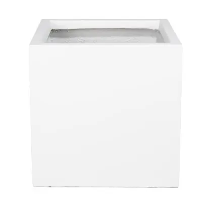 Fern Series Poly Stone Planter 23.6" Cube in White