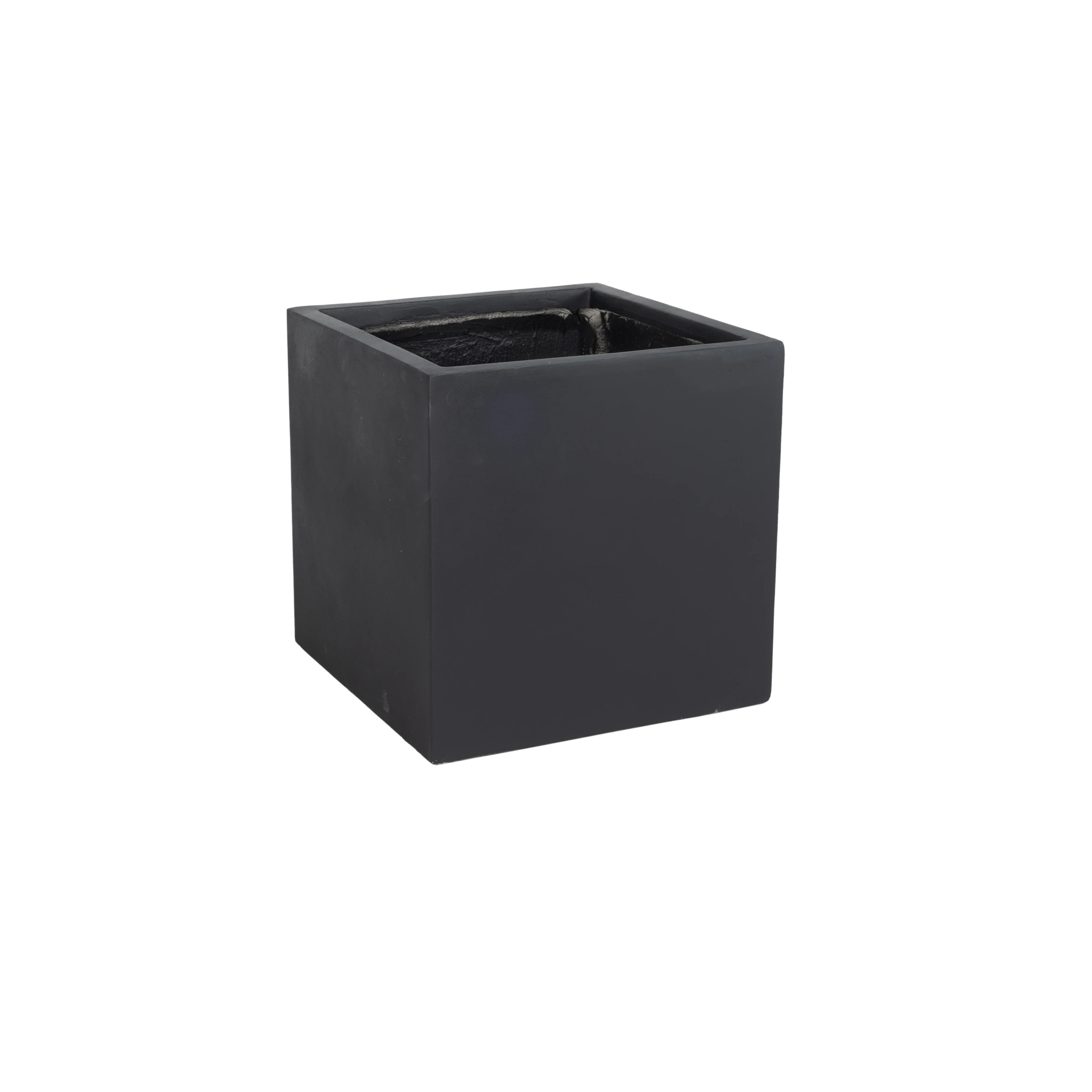 Fern Series Poly Stone Planter 9" Cube in Black