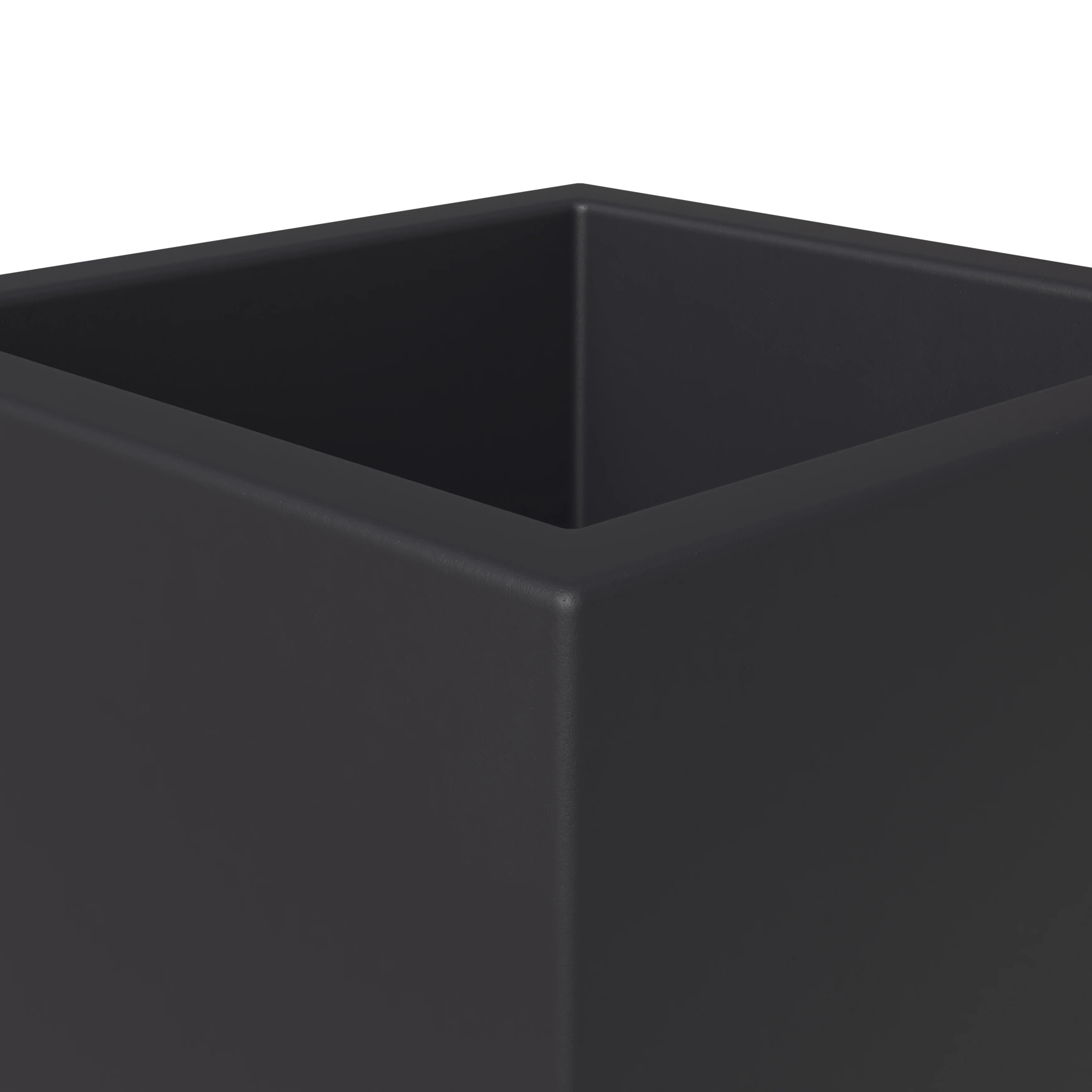 Fern Series Poly Stone Planter 9" Cube in Black