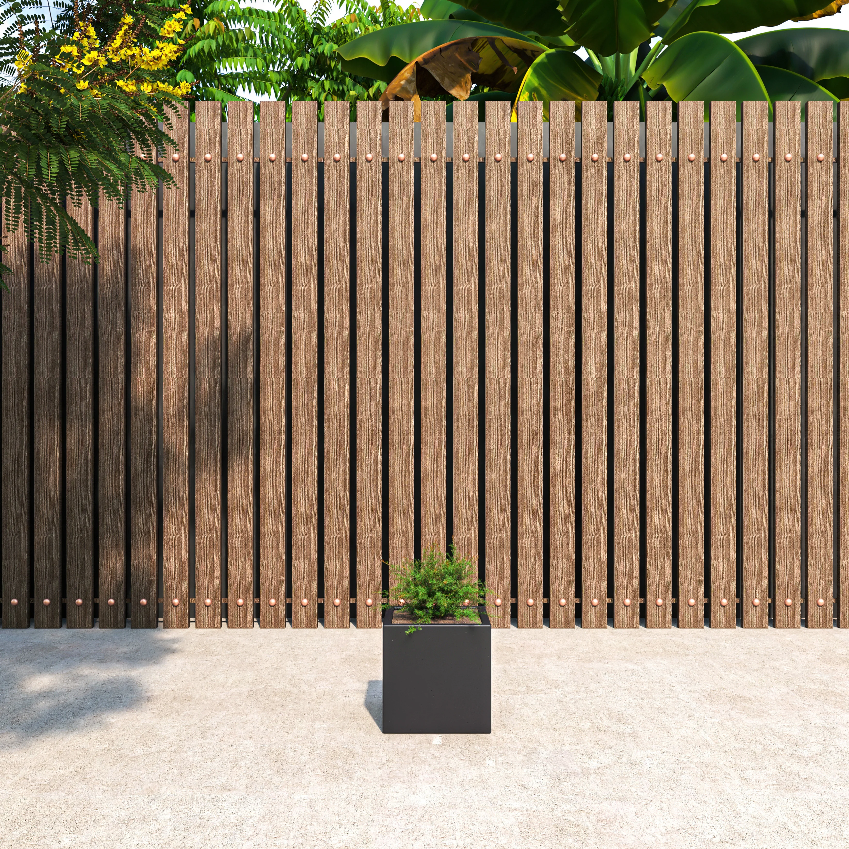 Fern Series Poly Stone Planter 9" Cube in Black