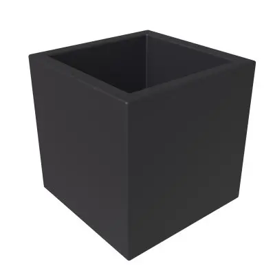 Fern Series Poly Stone Planter 9" Cube in Black