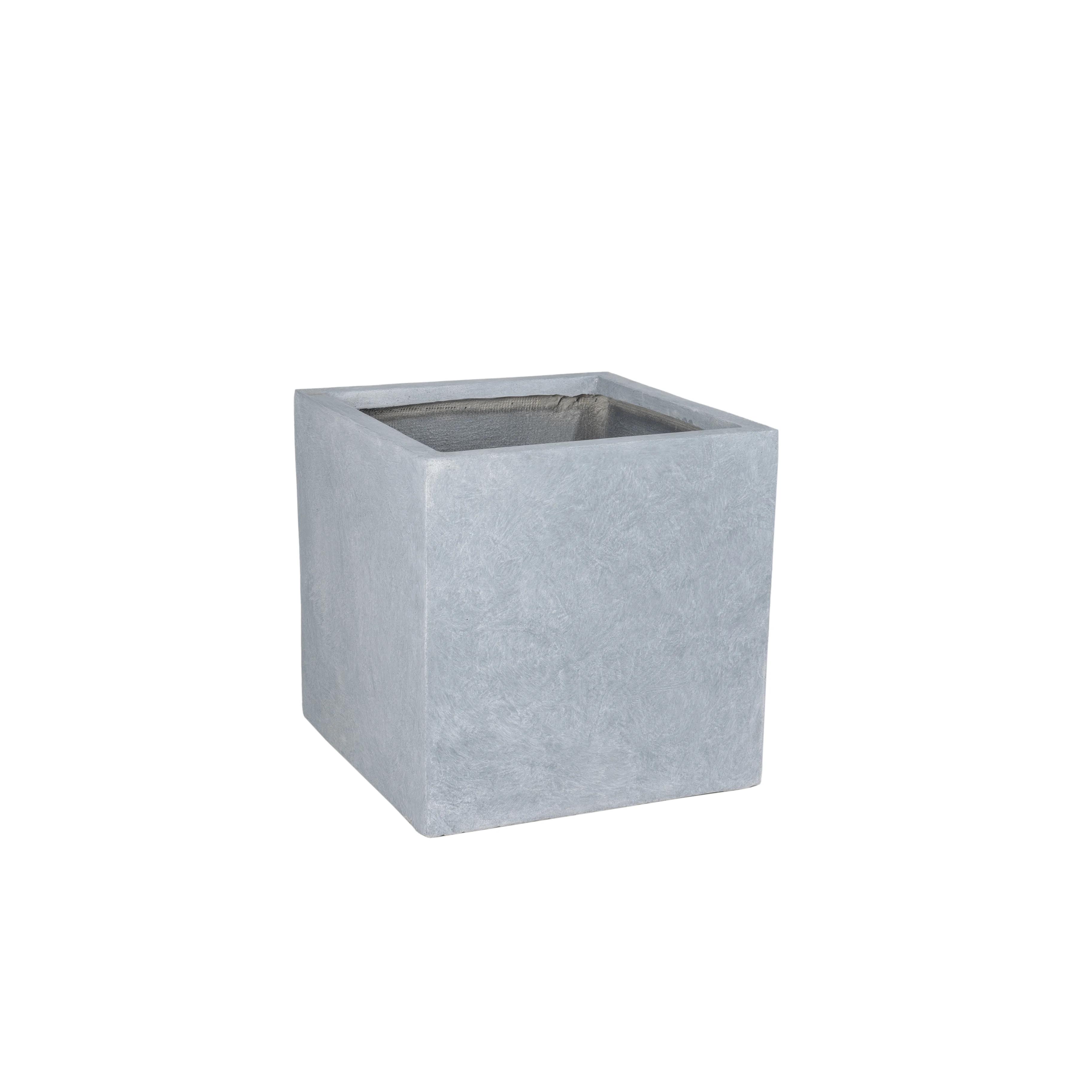 Fern Series Poly Stone Planter 9" Cube in Grey
