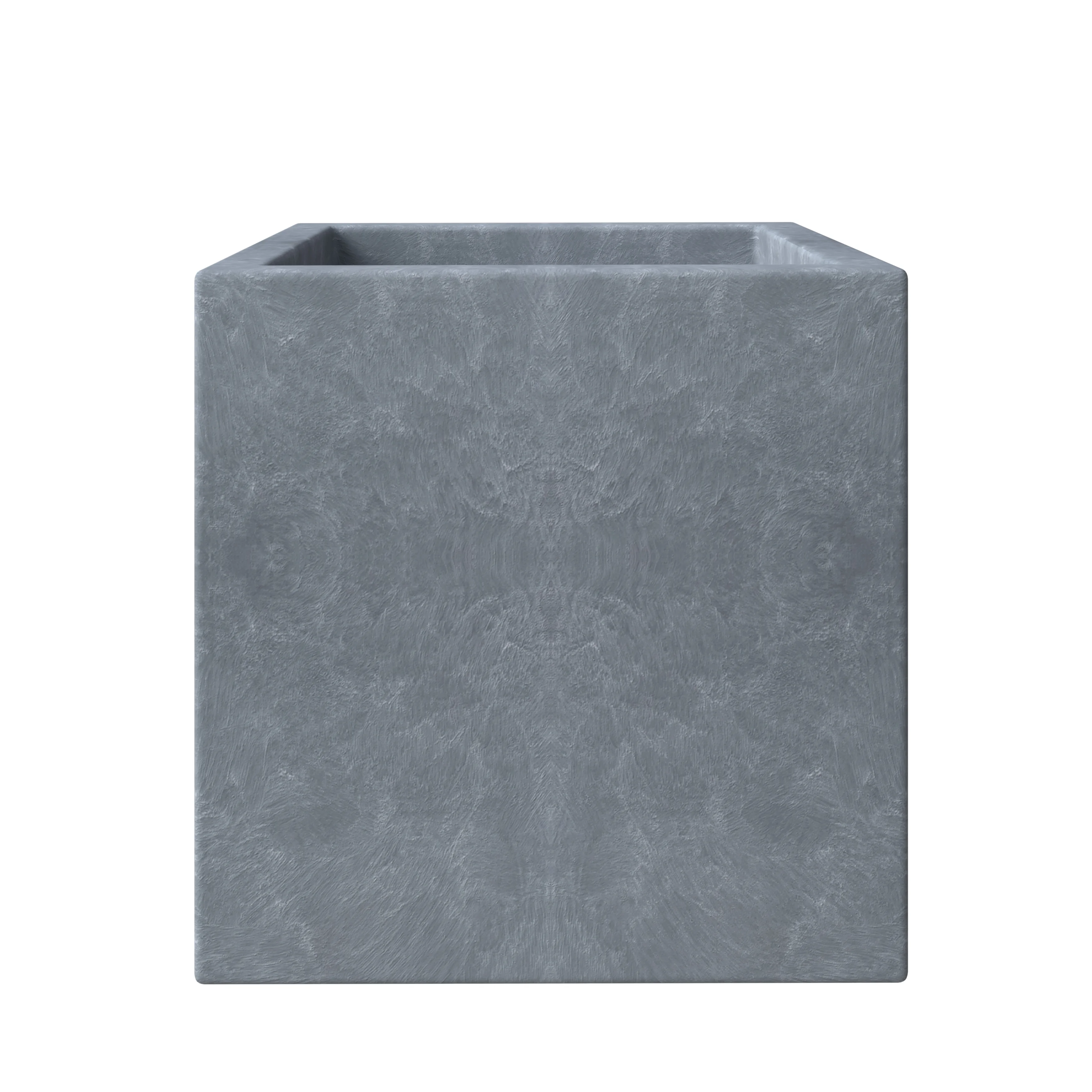 Fern Series Poly Stone Planter 9" Cube in Grey