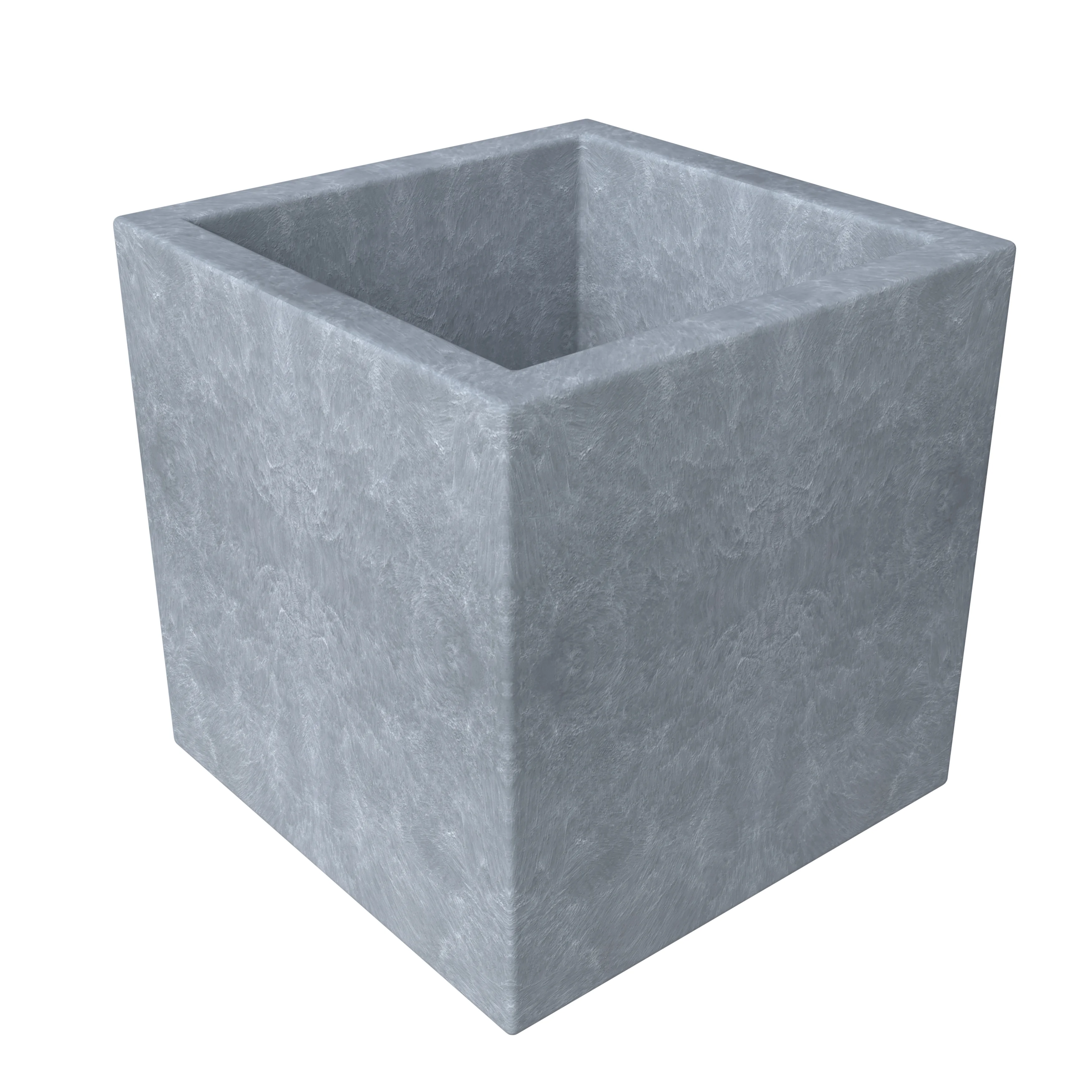 Fern Series Poly Stone Planter 9" Cube in Grey