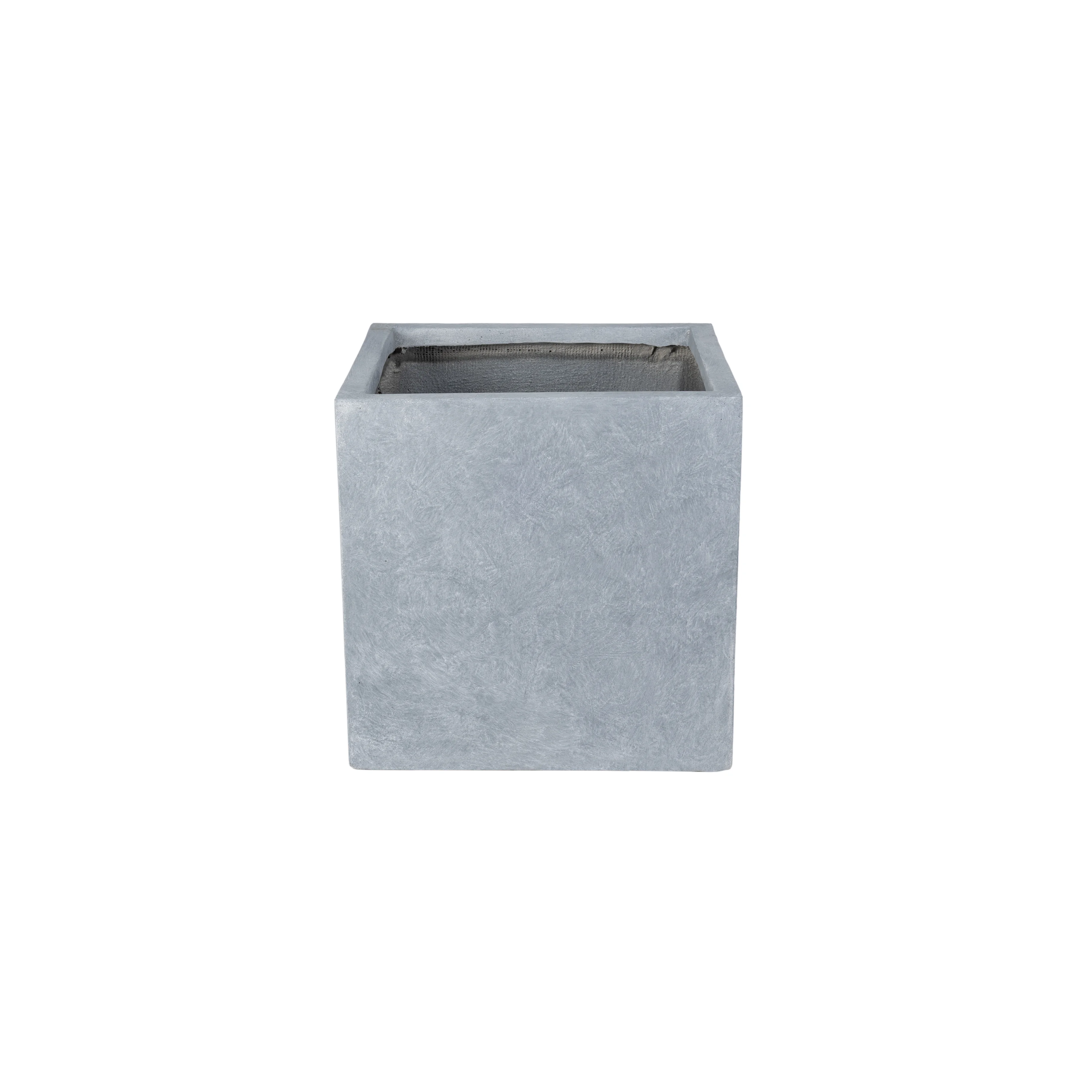 Fern Series Poly Stone Planter 9" Cube in Grey