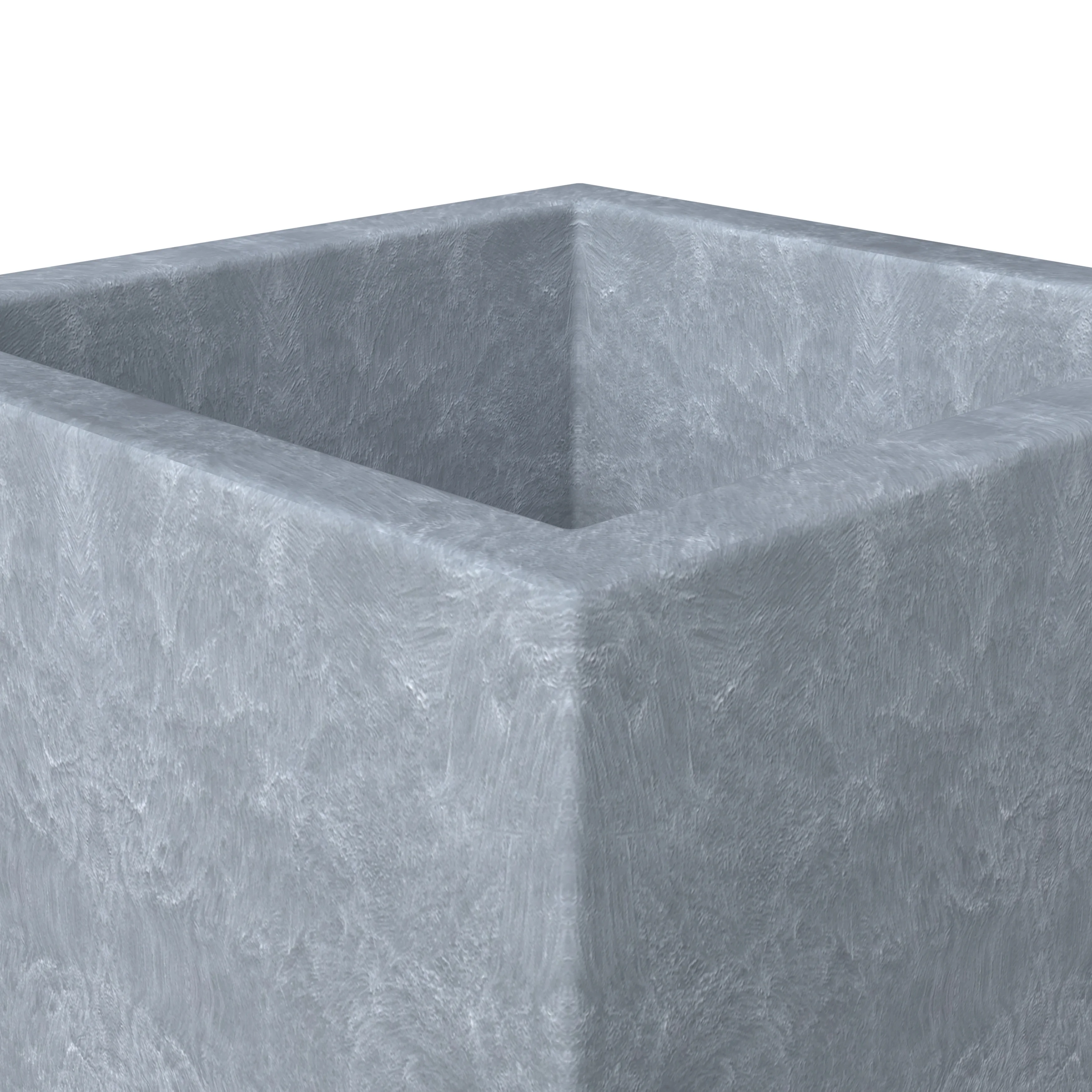Fern Series Poly Stone Planter 9" Cube in Grey