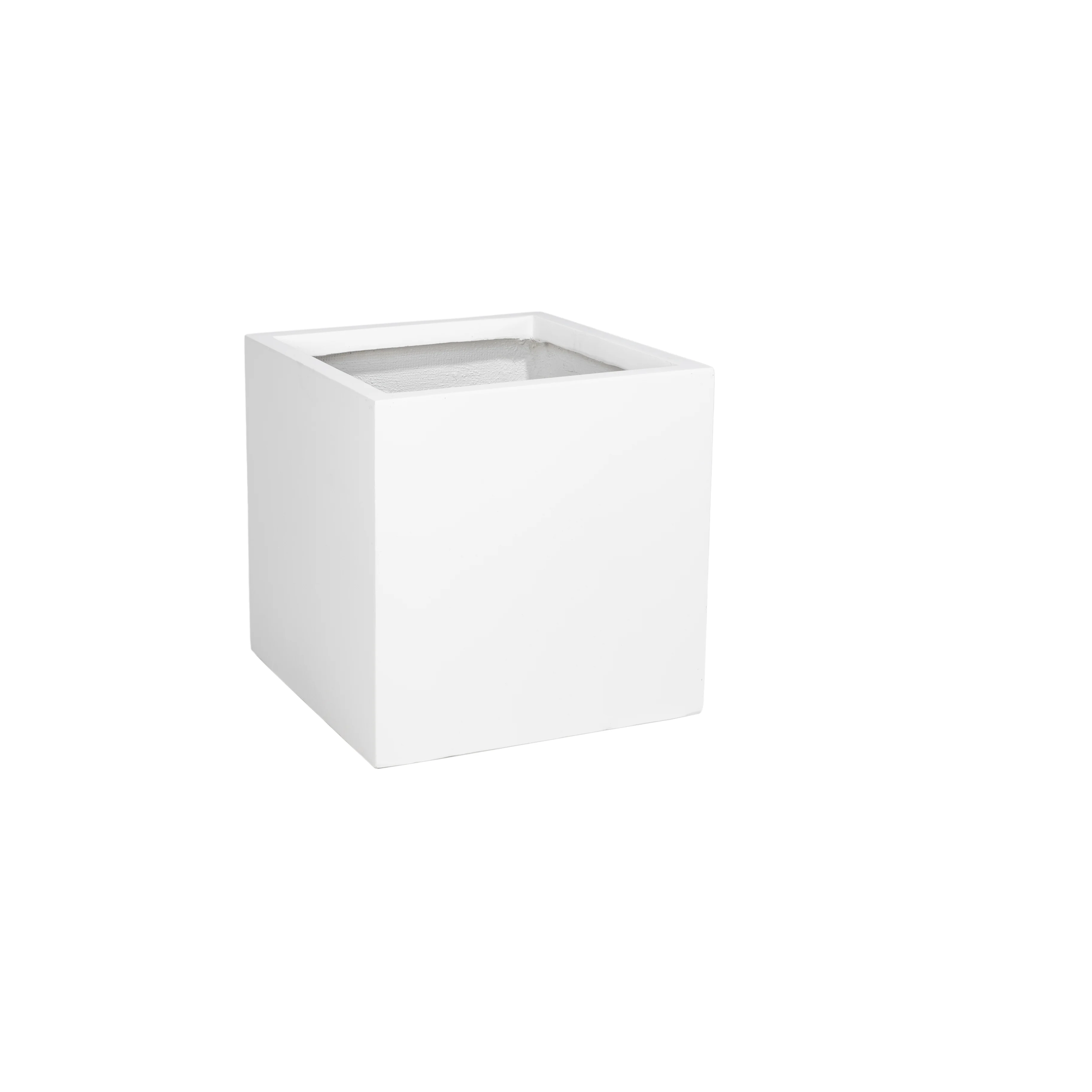 Fern Series Poly Stone Planter 9" Cube in White