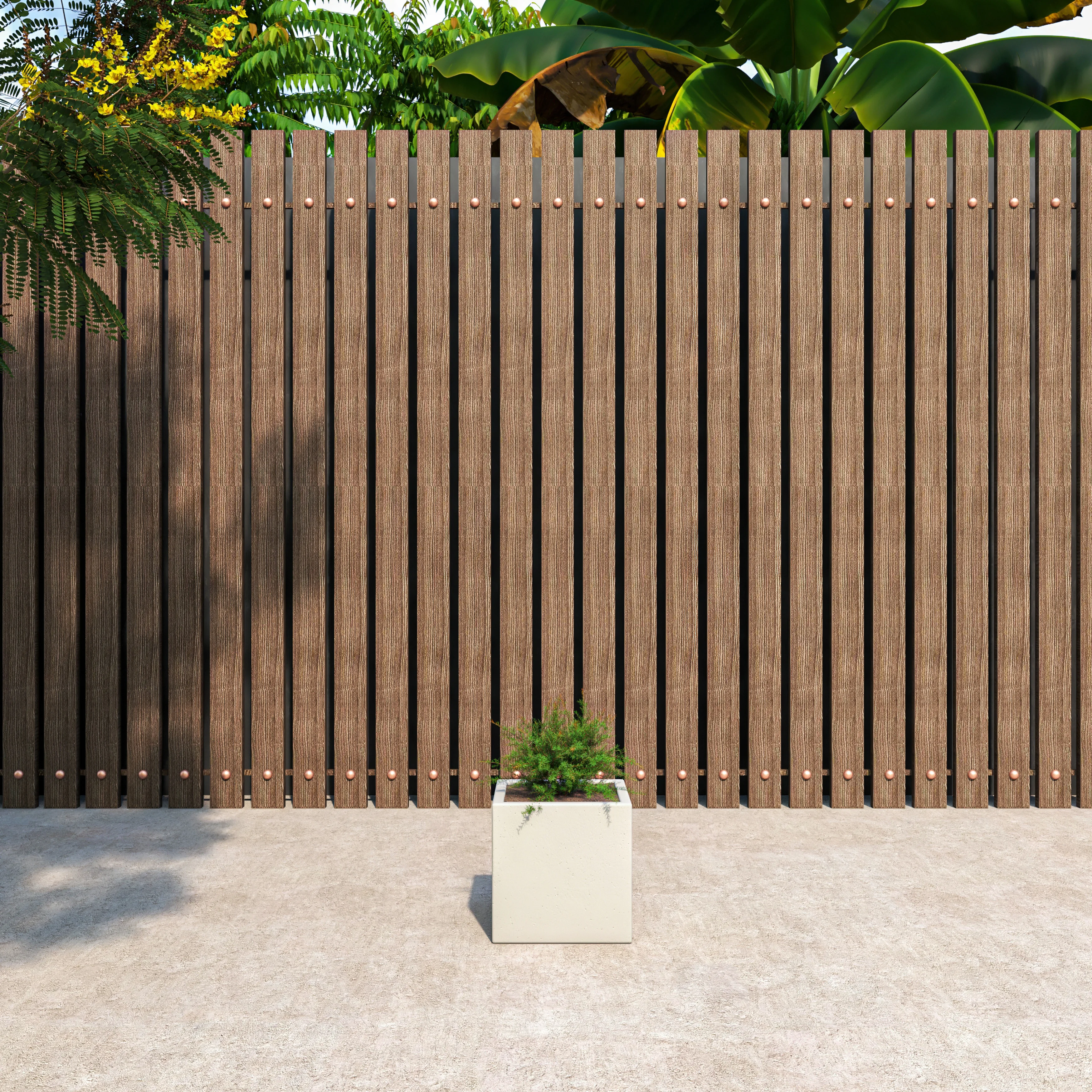 Fern Series Poly Stone Planter 9" Cube in White