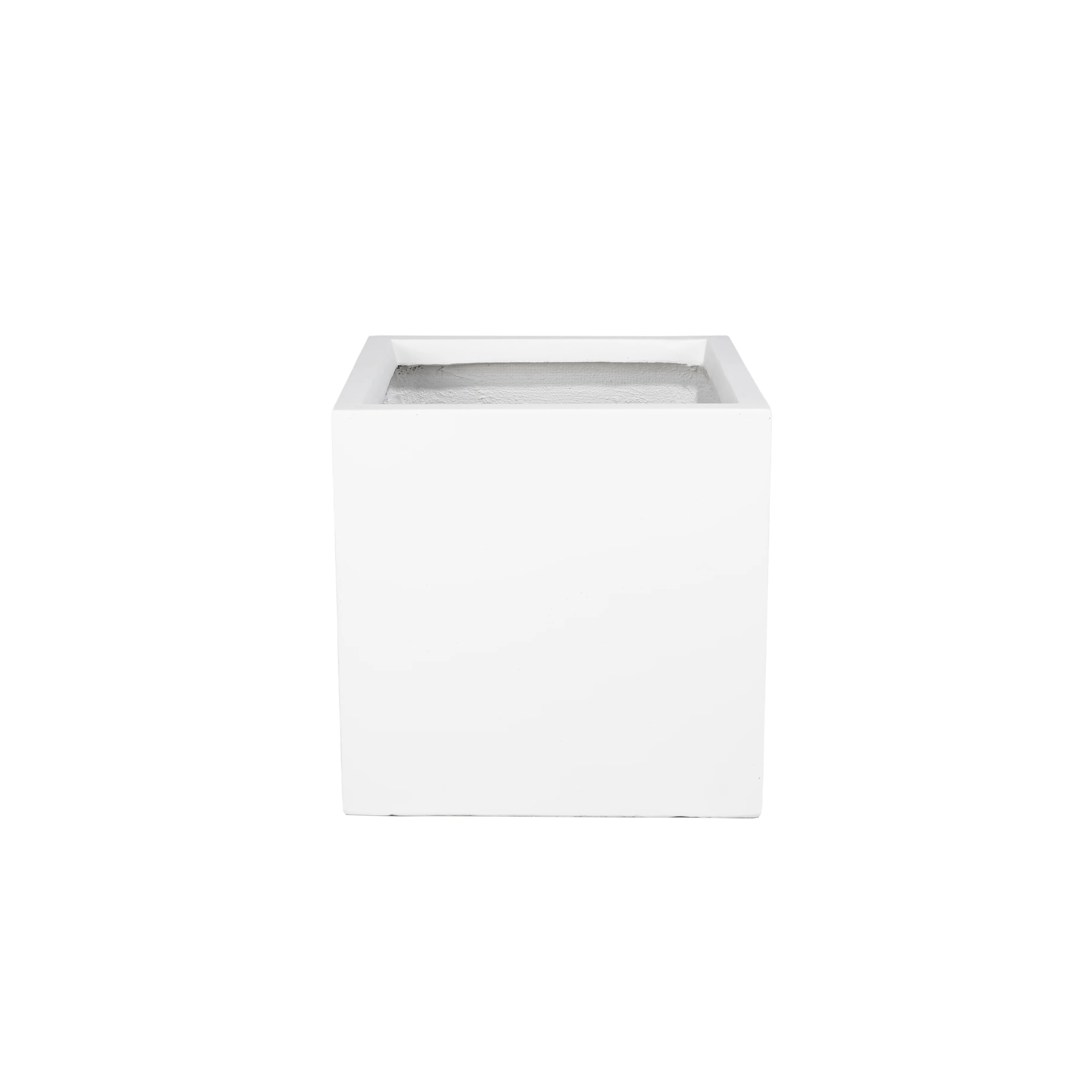 Fern Series Poly Stone Planter 9" Cube in White