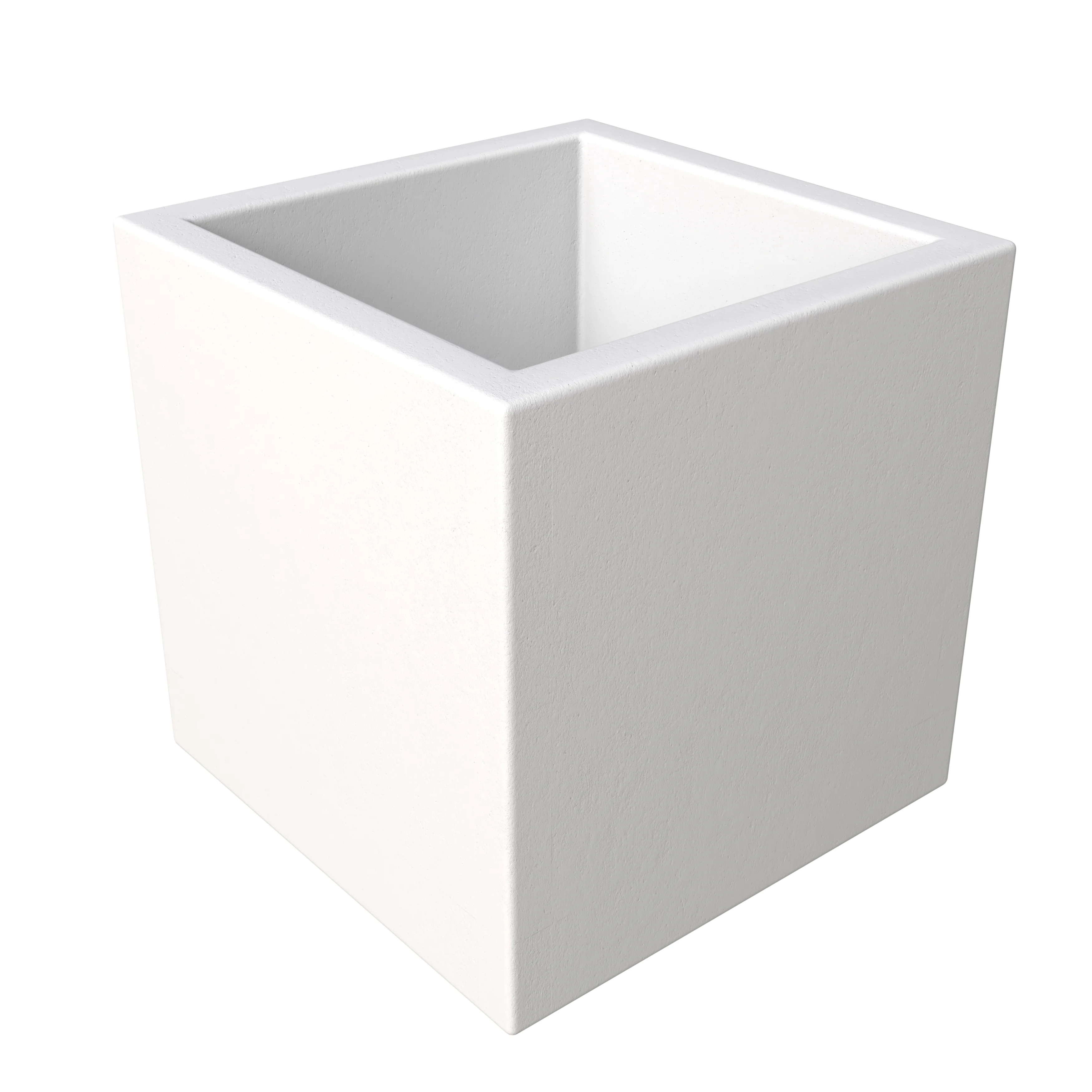 Fern Series Poly Stone Planter 9" Cube in White