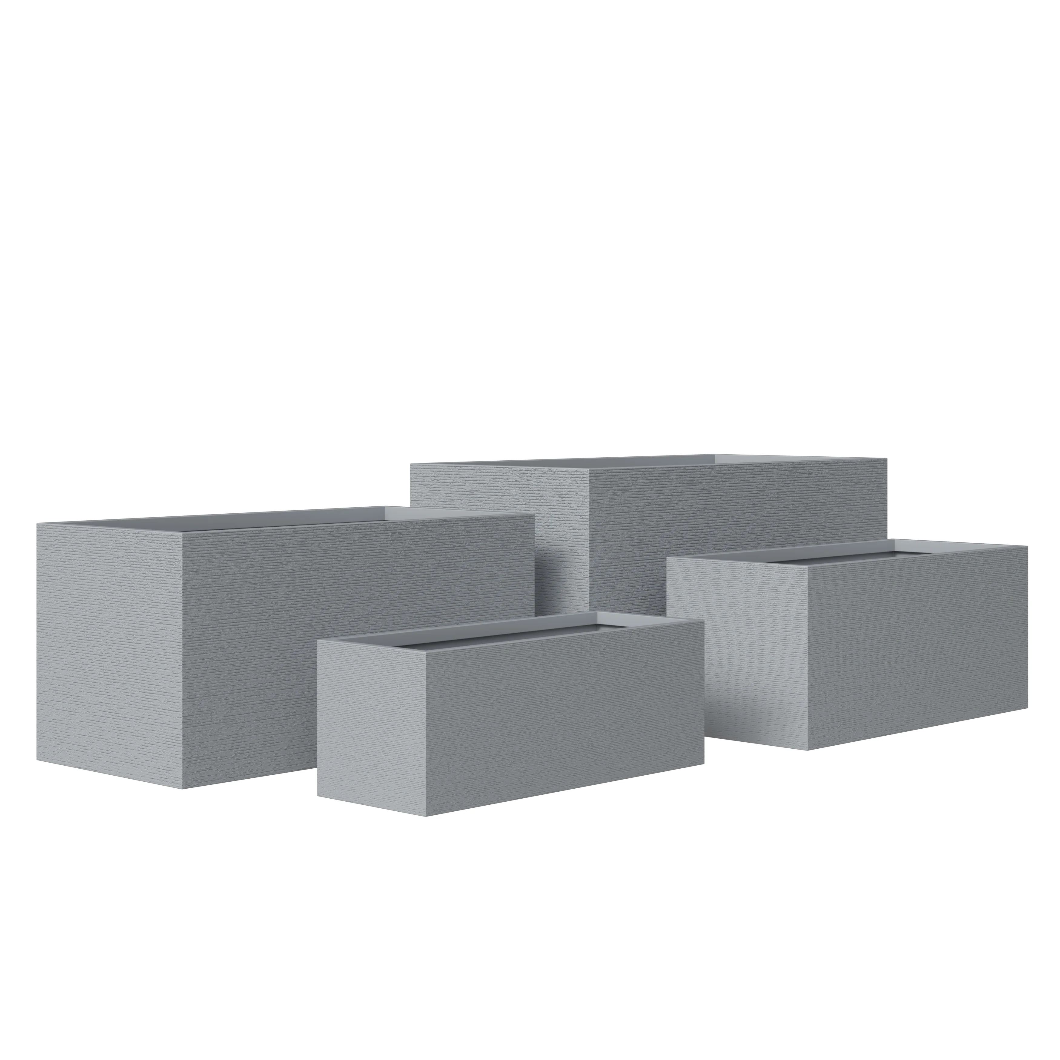 Flora Series Poly Stone Planter Set in Grey