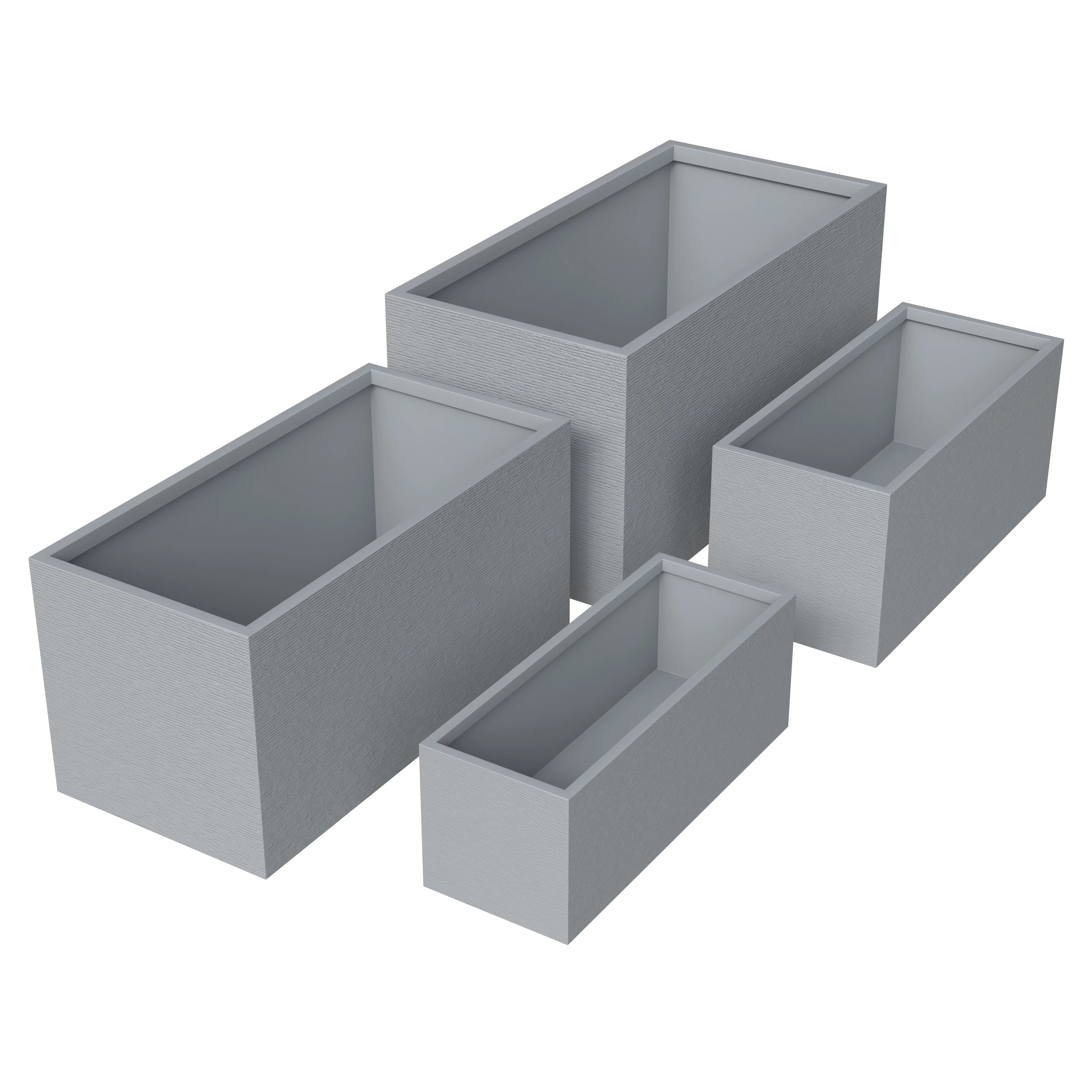 Flora Series Poly Stone Planter Set in Grey