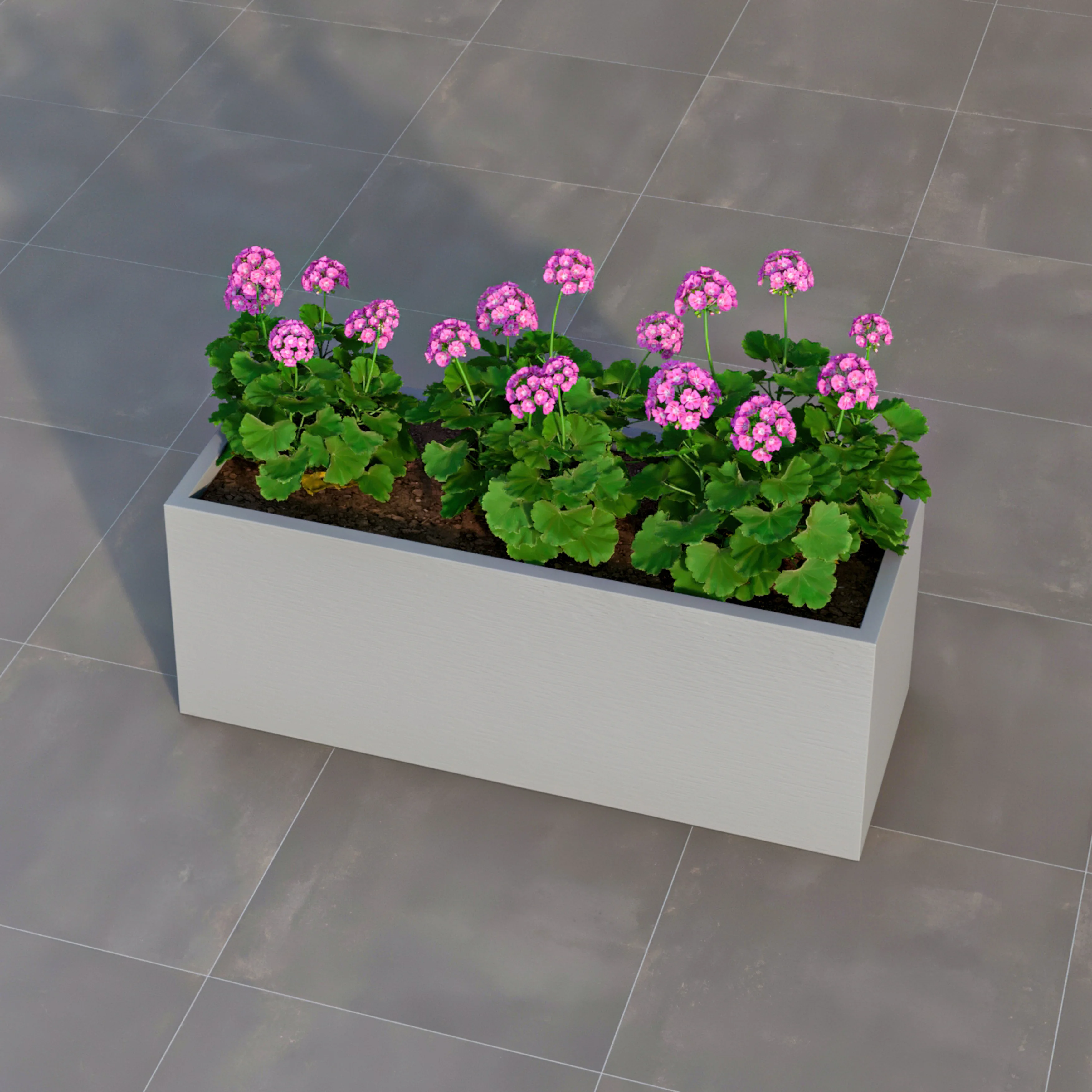 Flora Series Rectangle Poly Stone Planter in Grey 12 x 12, 31.5 Long