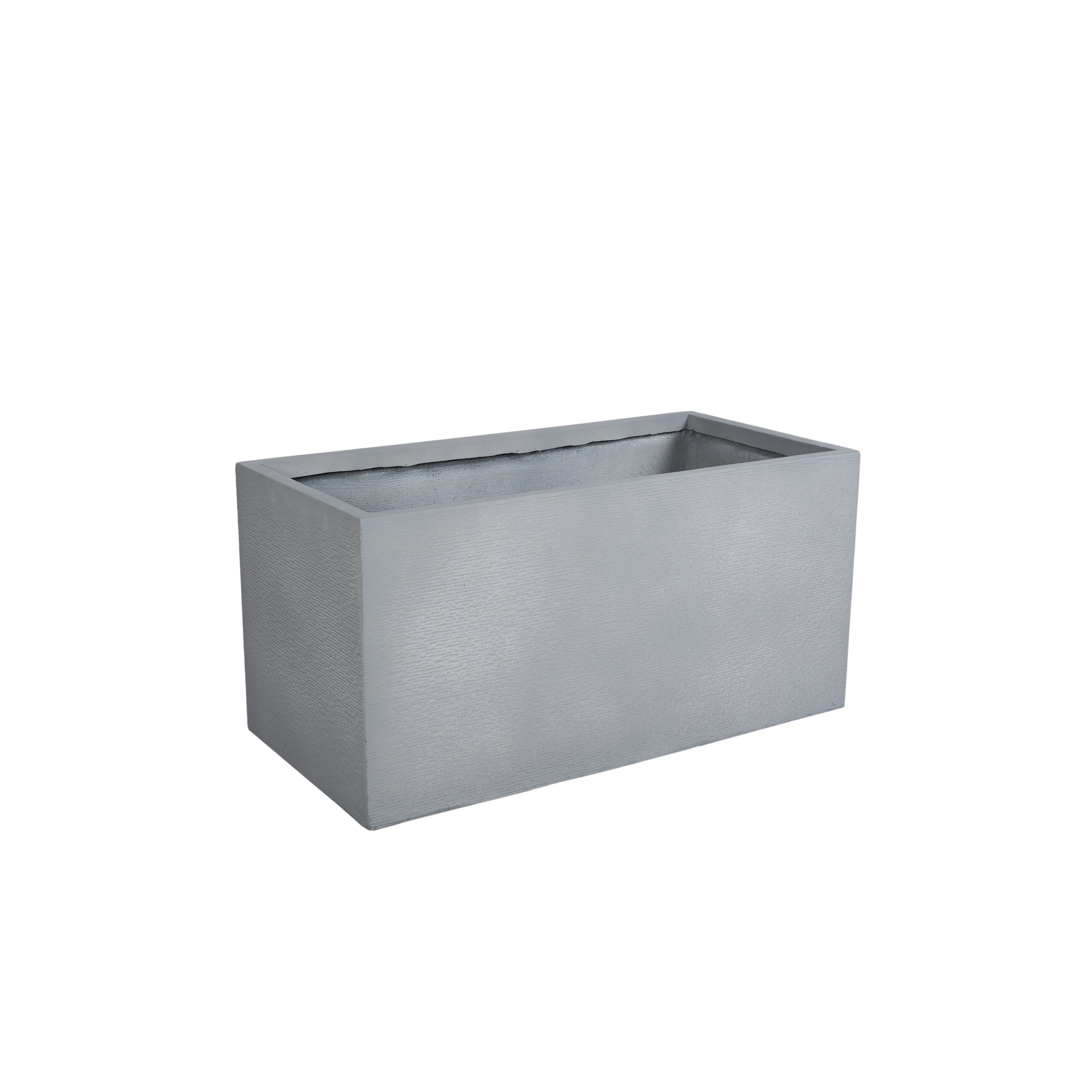Flora Series Rectangle Poly Stone Planter in Grey 12 x 12, 31.5 Long