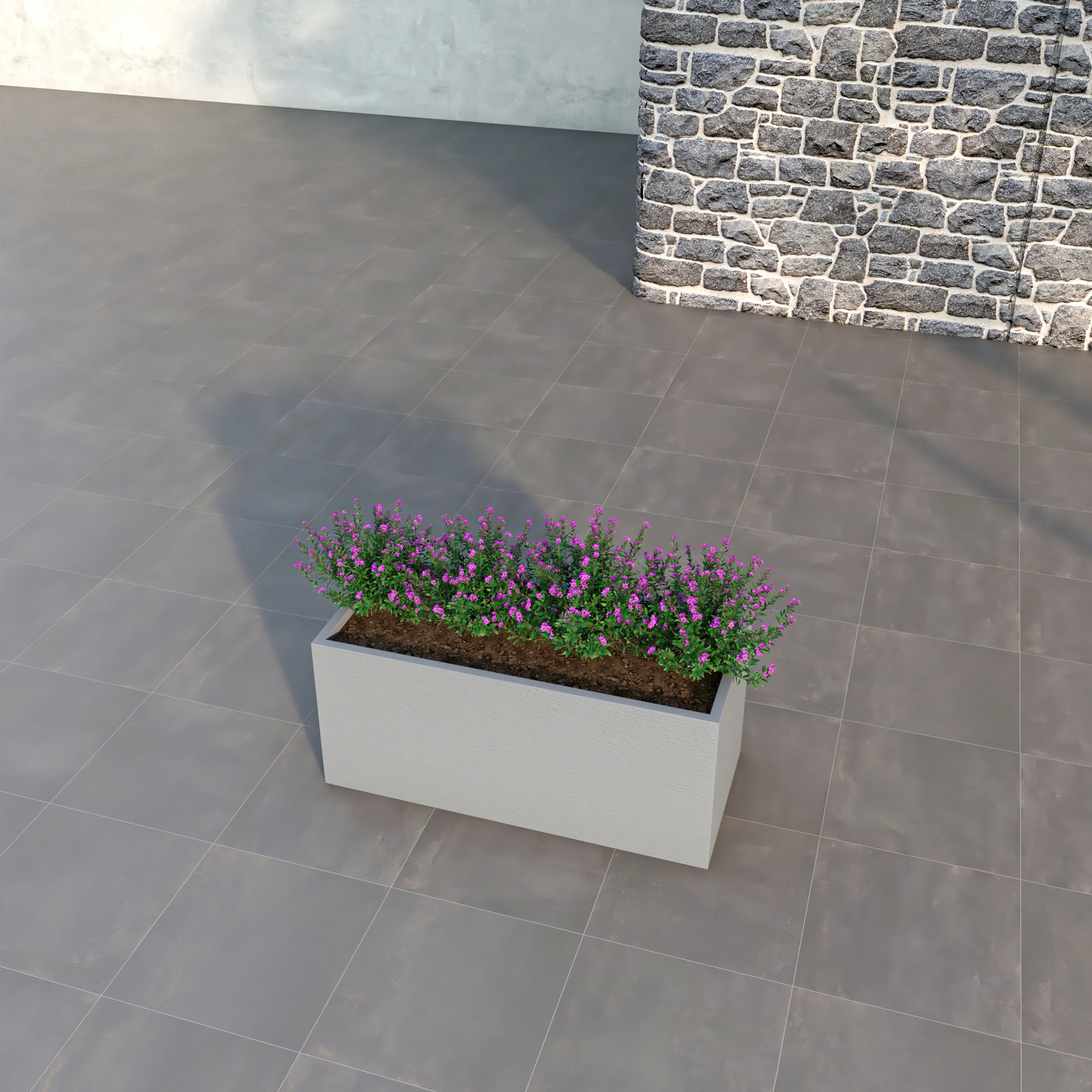 Flora Series Rectangle Poly Stone Planter in Grey 15.7 x 15.7, 35.4 Long
