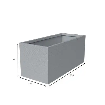 Flora Series Rectangle Poly Stone Planter in Grey 15.7 x 15.7, 35.4 Long