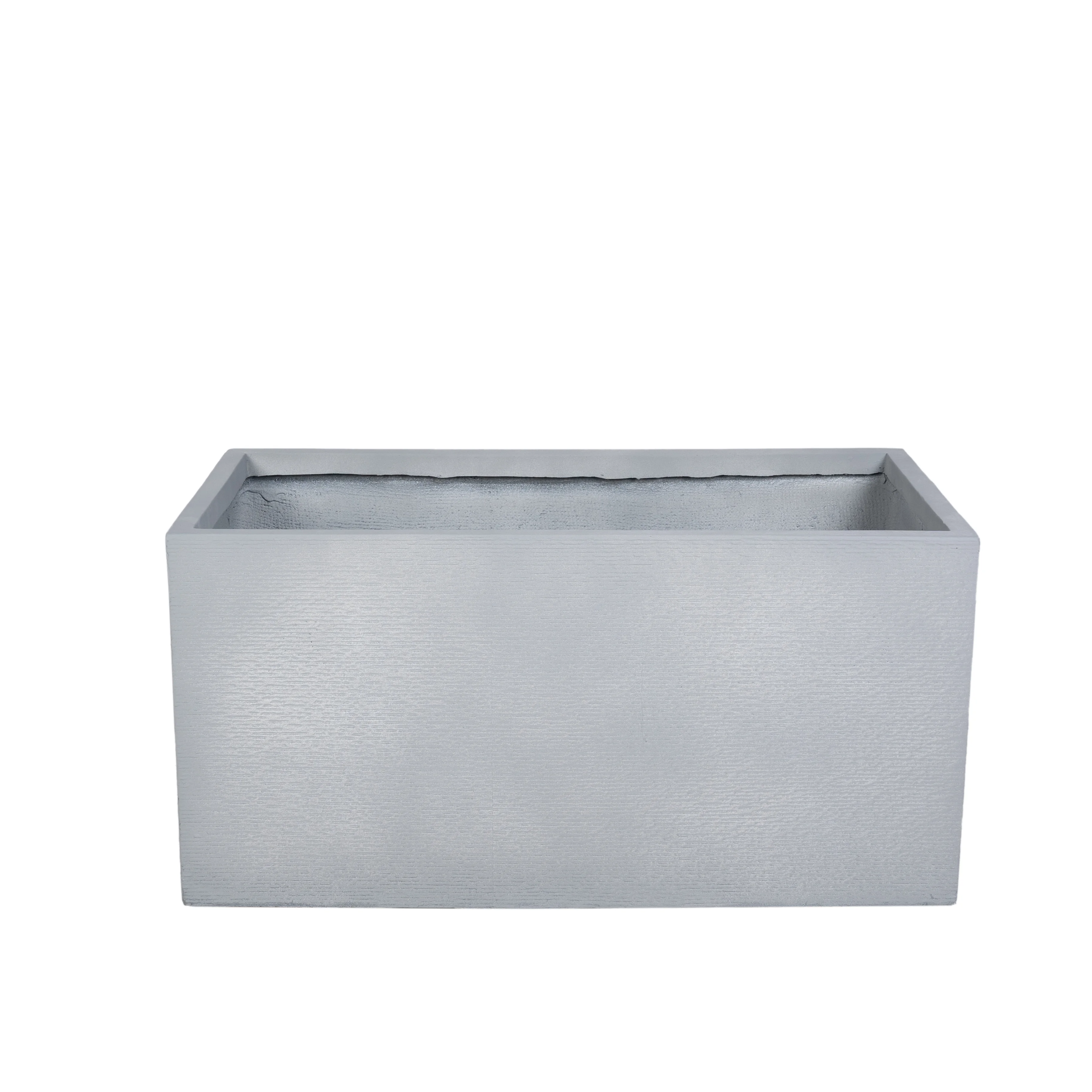 Flora Series Rectangle Poly Stone Planter in Grey 19.7 x 19.7, 39.4 Long