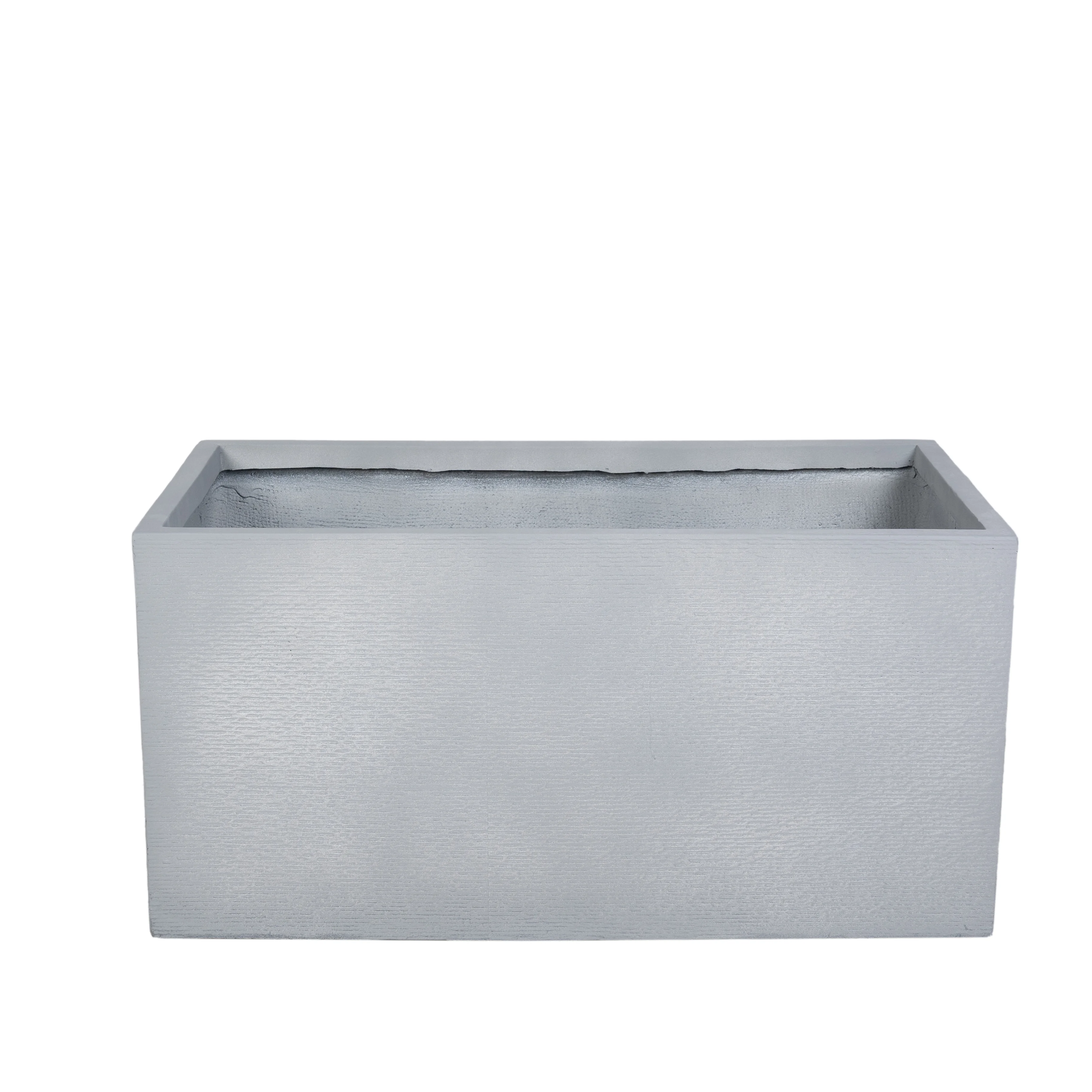 Flora Series Rectangle Poly Stone Planter in Grey 23.6 x 23.6, 47.2 Long