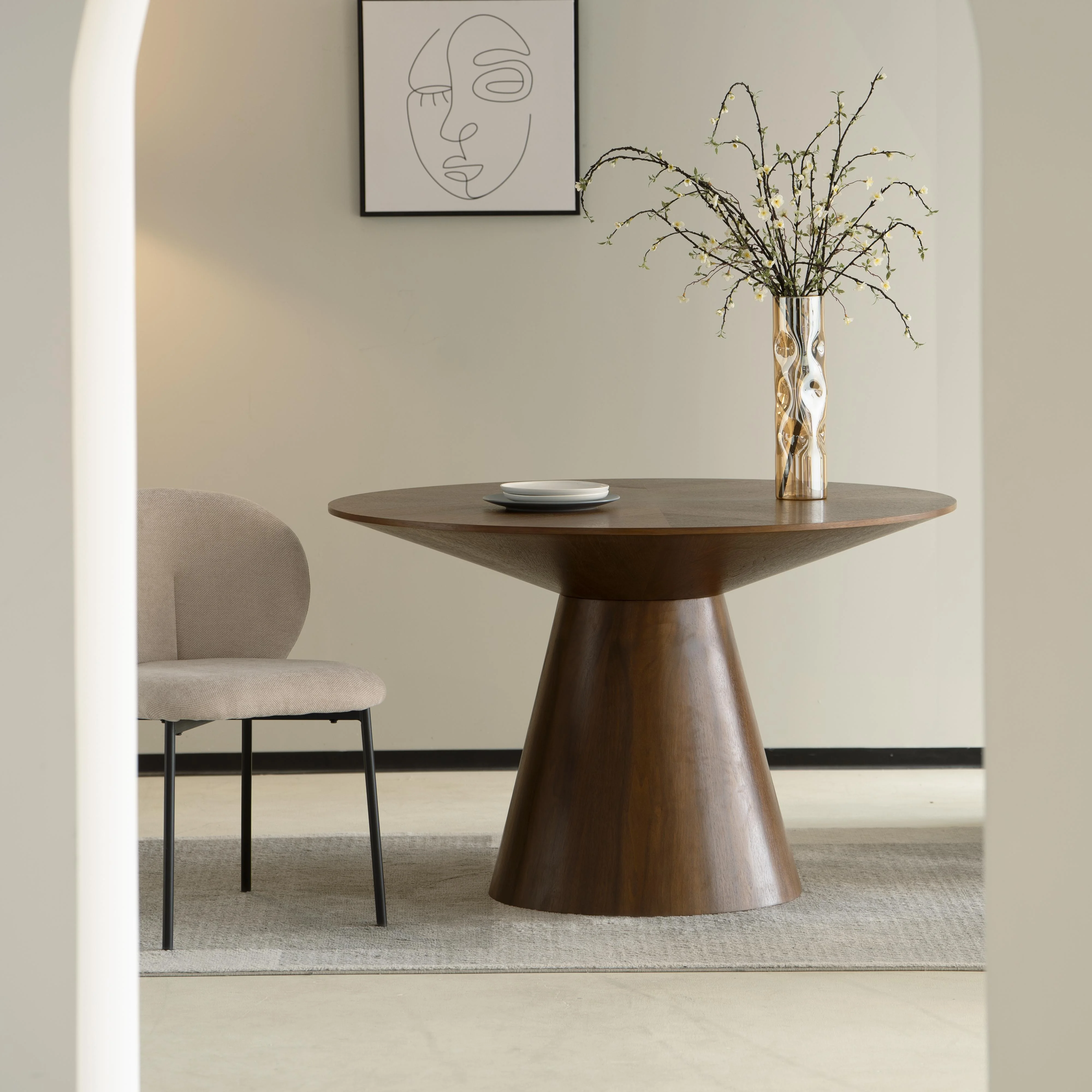 Fynix Collection Modern Dining Table In walnut