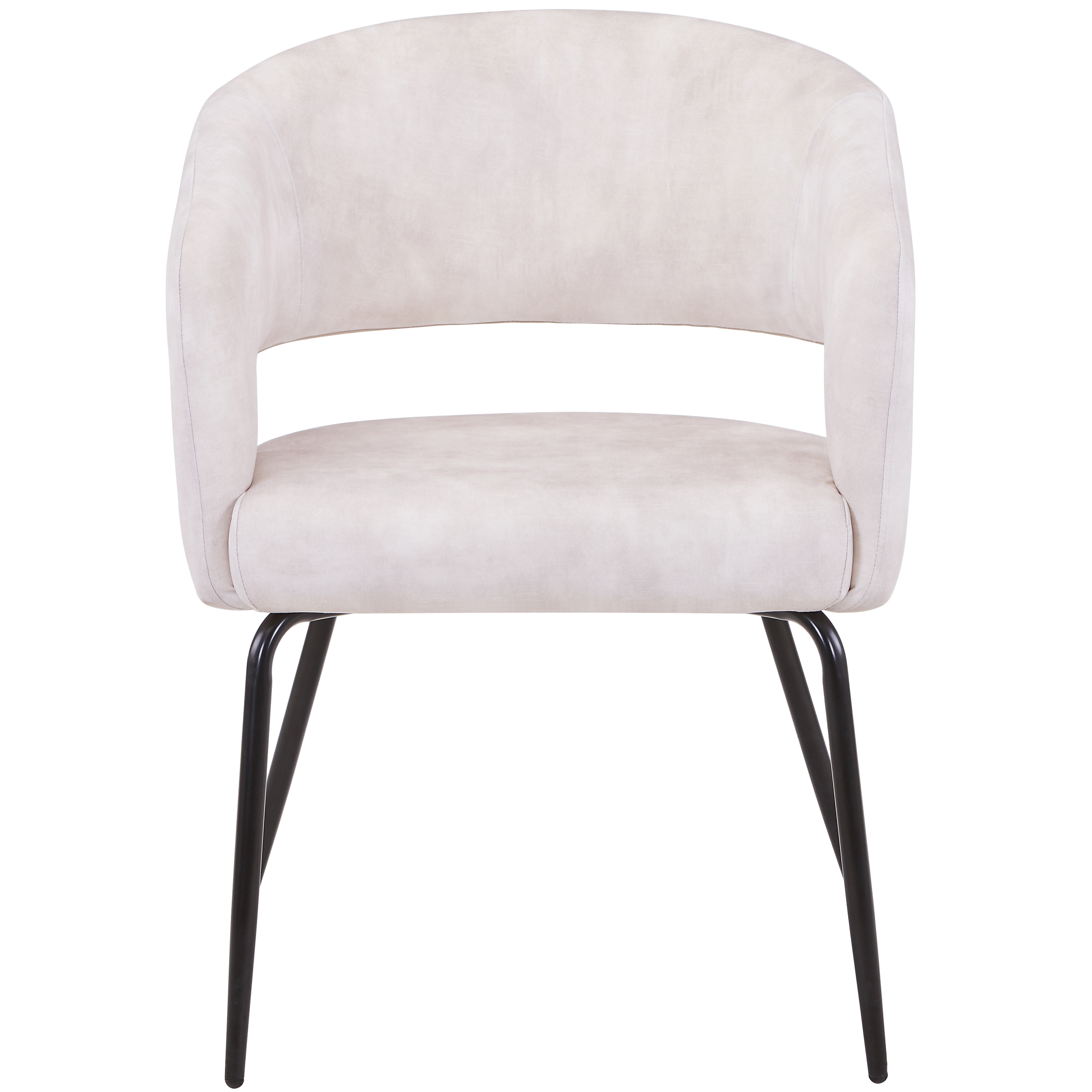 Verve 5-Piece Dining Set with 36" Round Dining Table in Black MDF Top and 4 Dining Chairs in Beige Velvet