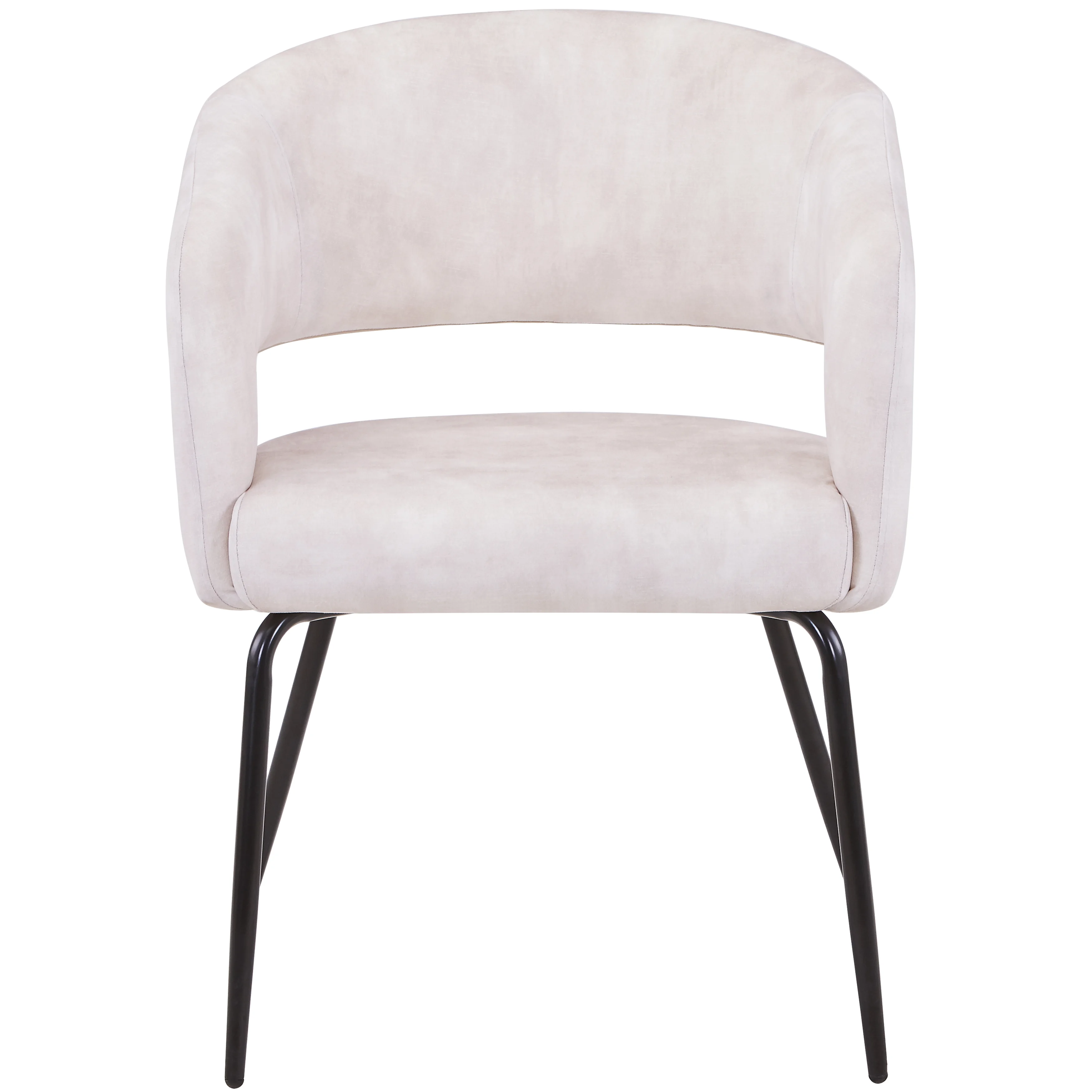 Verve 5-Piece Dining Set with 36" Round Dining Table in Black MDF Top and 4 Dining Chairs in Beige Velvet