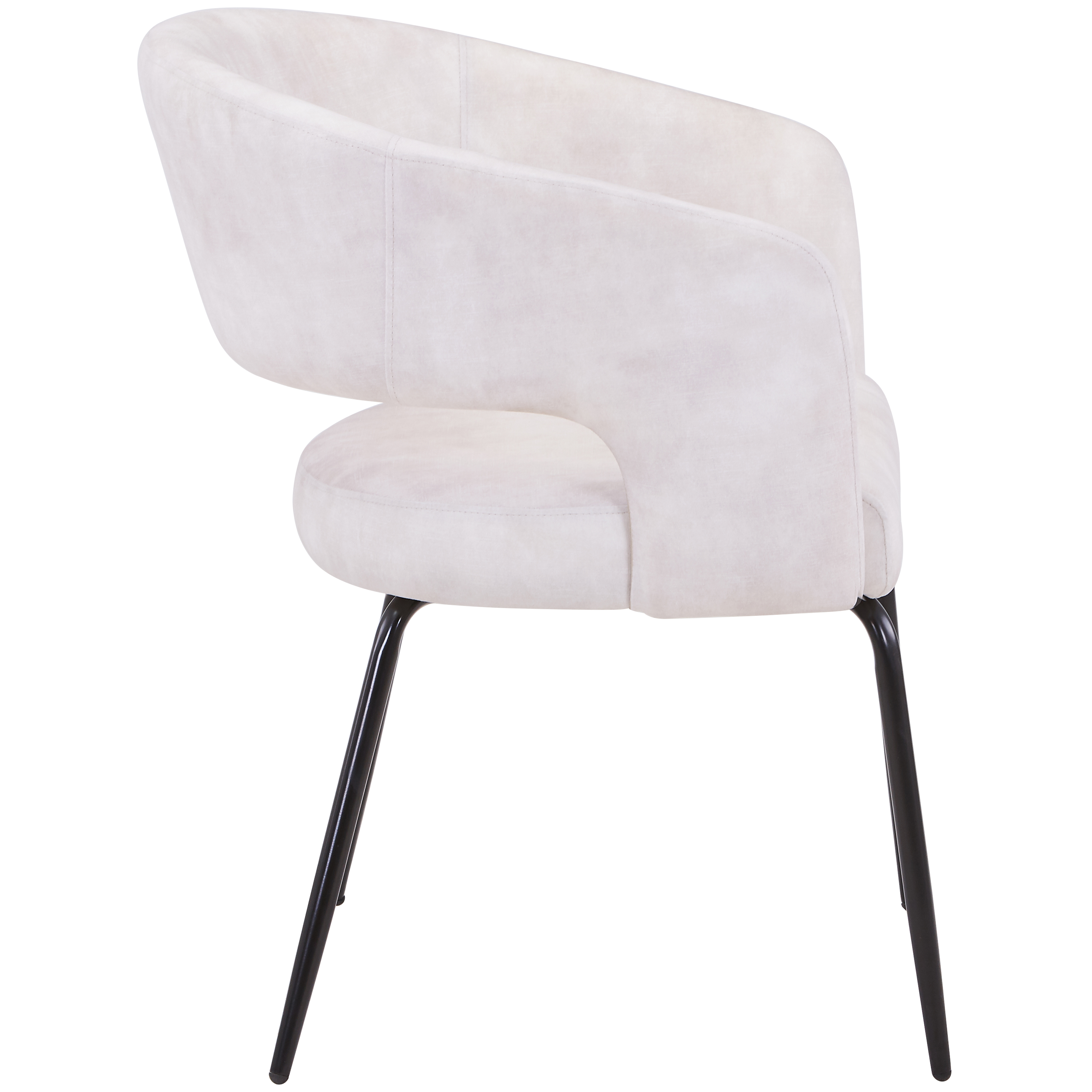 Verve 5-Piece Dining Set with 36" Round Dining Table in Black MDF Top and 4 Dining Chairs in Beige Velvet