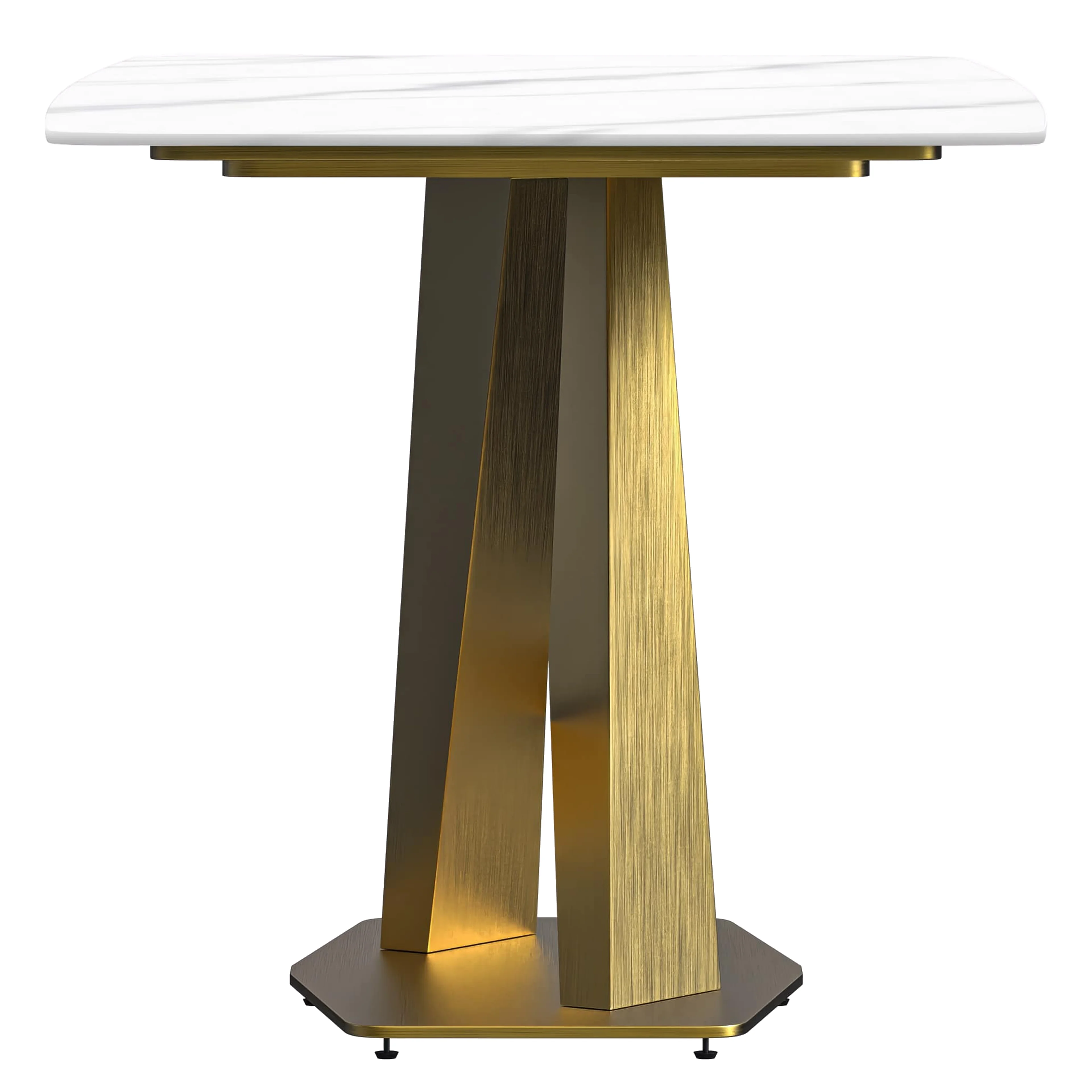 7-Piece Dining Set with Rectangular Sintered Stone Dining Table Gold Base and 6 Velvet Dining Chairs with Iron Base