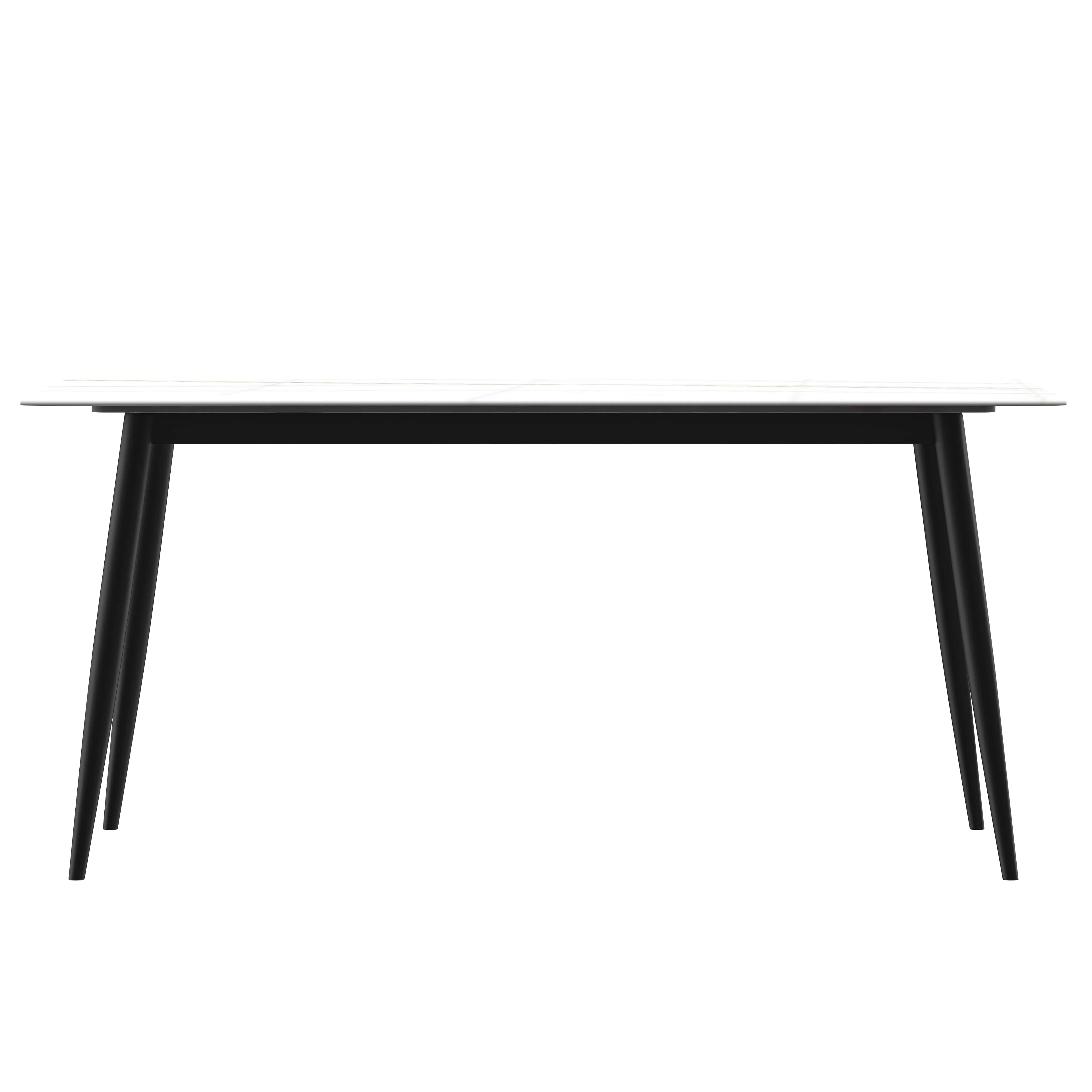 7-Piece Dining Set with Rectangular Sintered Stone Dining Table and 6 Velvet Dining Chairs with Iron Base