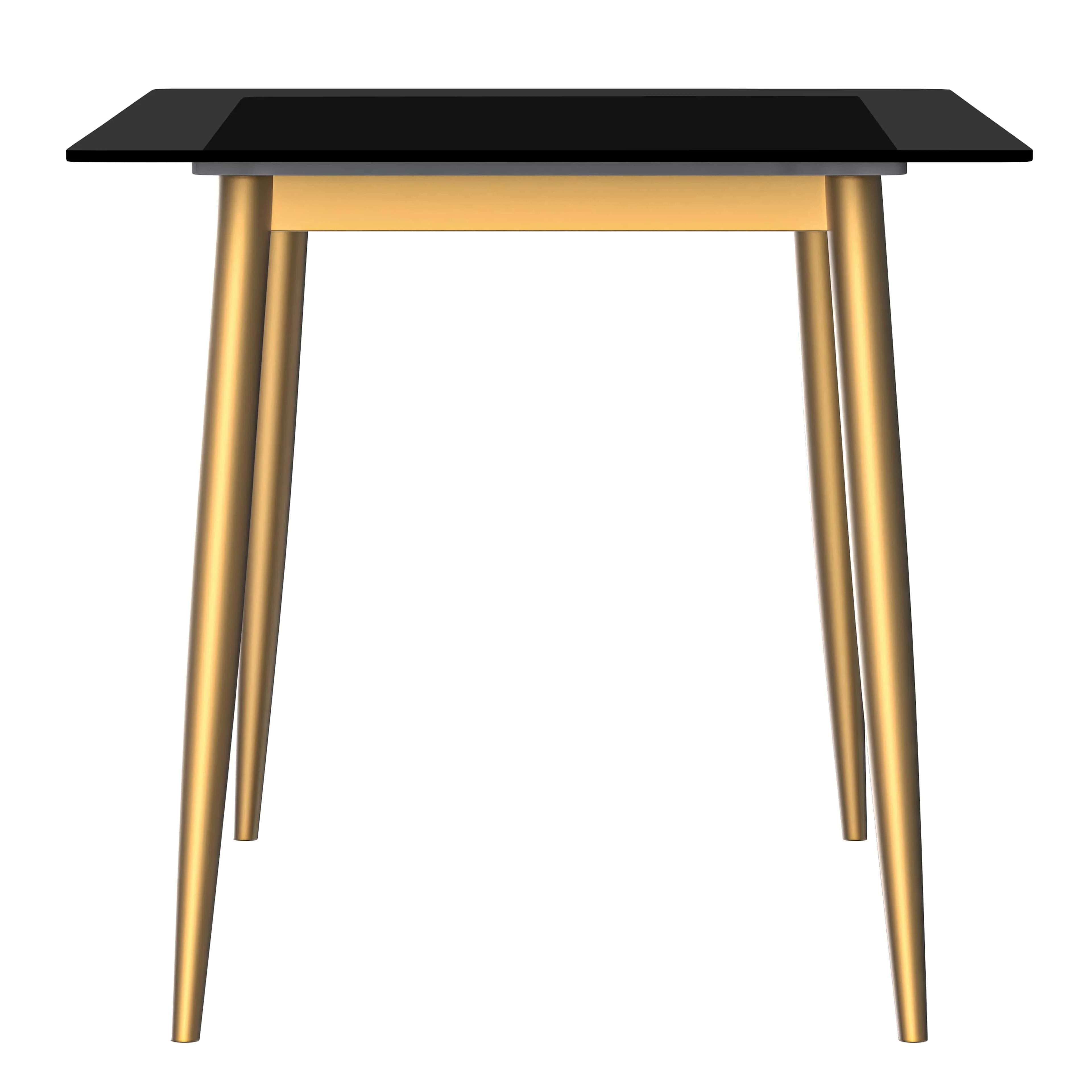 7-Piece Dining Set with Rectangular Glass Dining Table Gold Base and 6 Velvet Dining Chairs with Iron Base