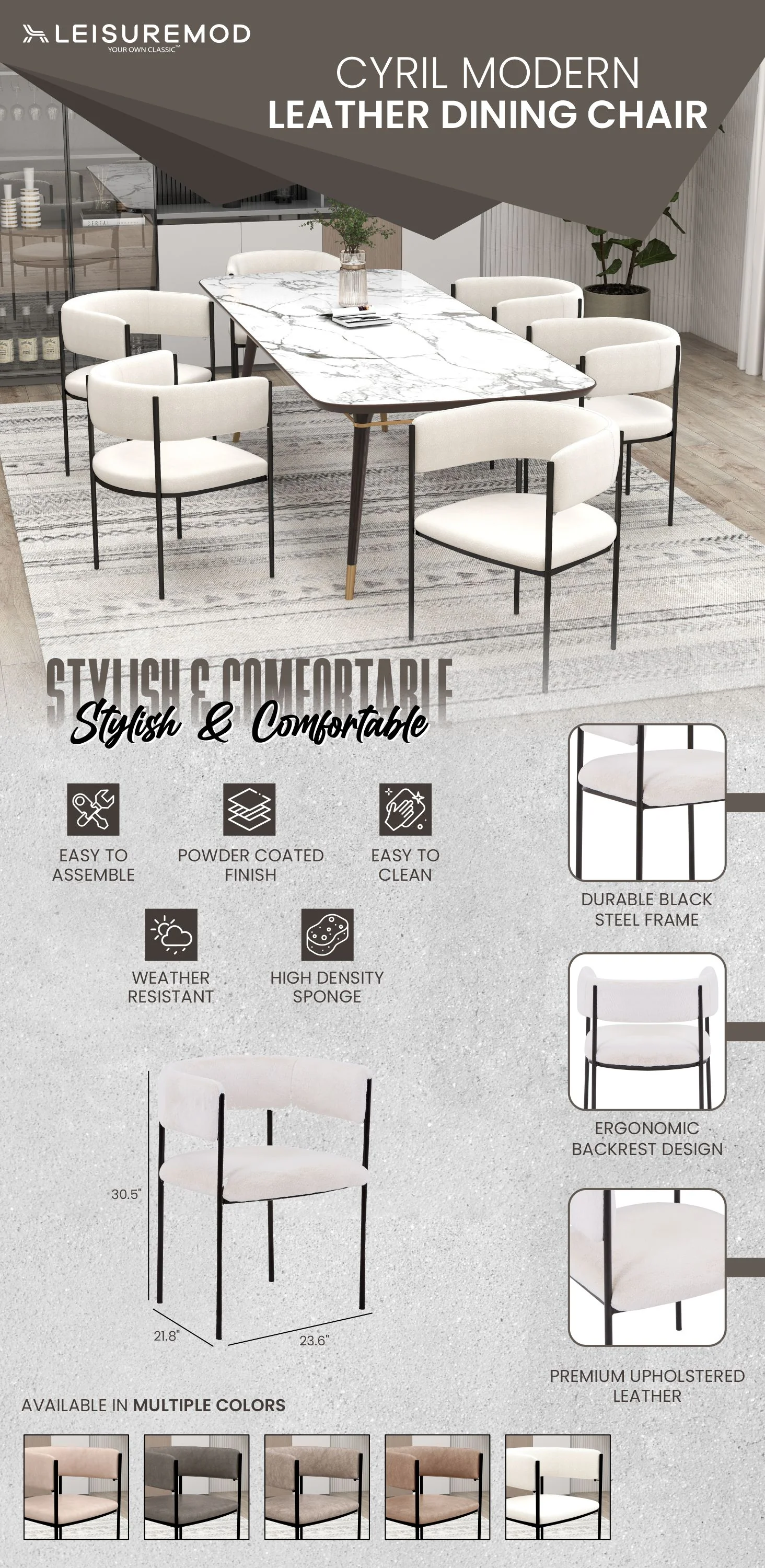 Gavin Series Modern Chair Black Frame in Light Brown