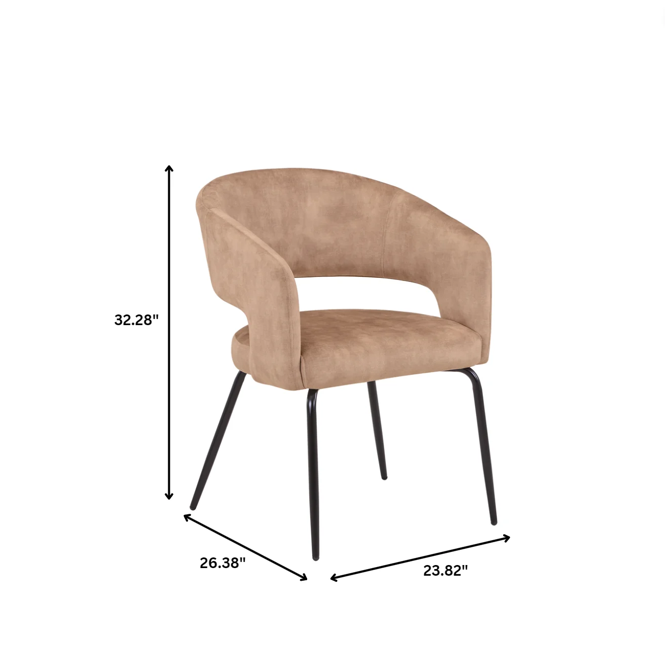 Ravenna 5-Piece Dining Set with Rectangular Dining Table in Maple and 6 Dining Chairs in Light Brown Velvet