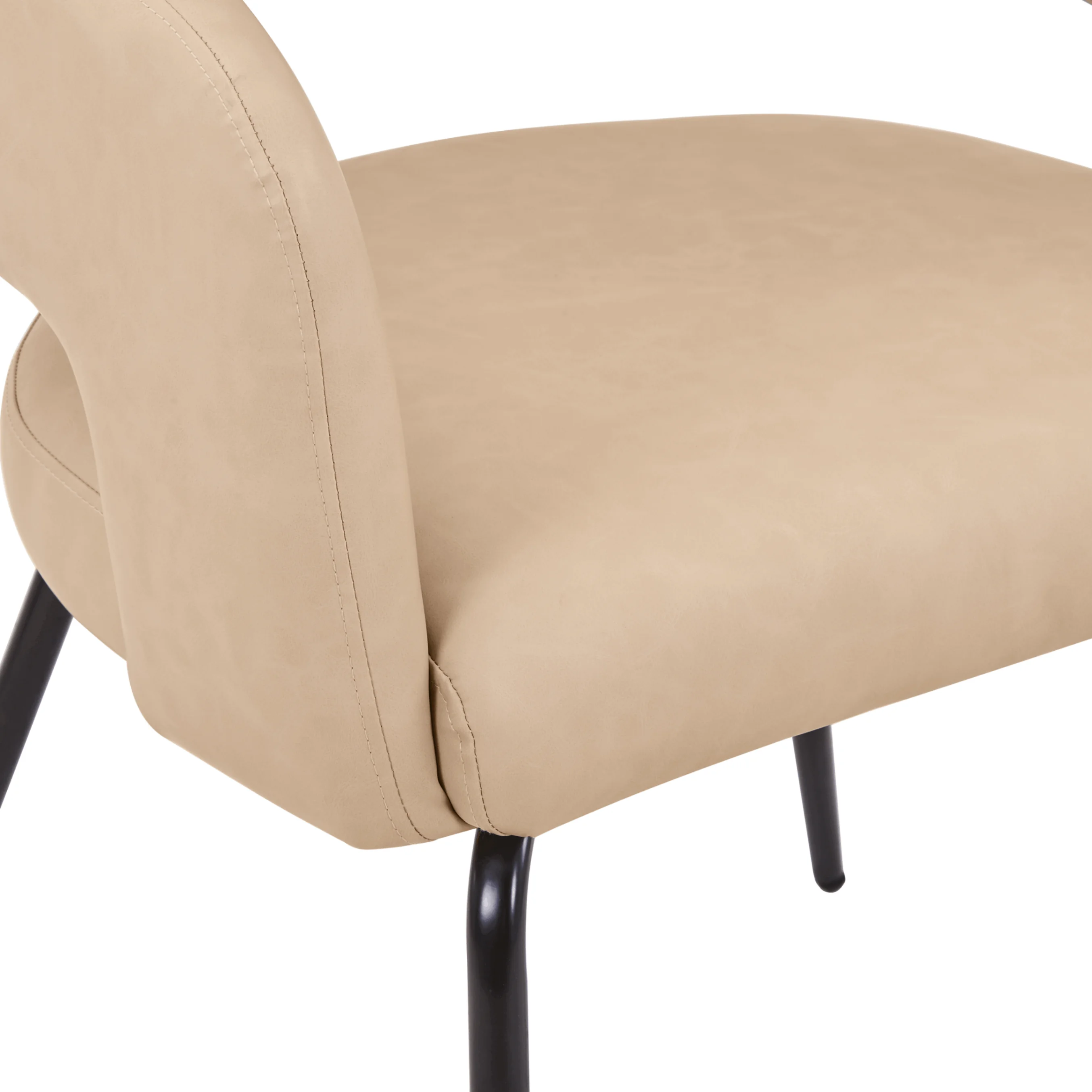 Verve 5-Piece Dining Set with 36" Round Dining Table in Black MDF Top and 4 Dining Chairs in Light Taupe Leather