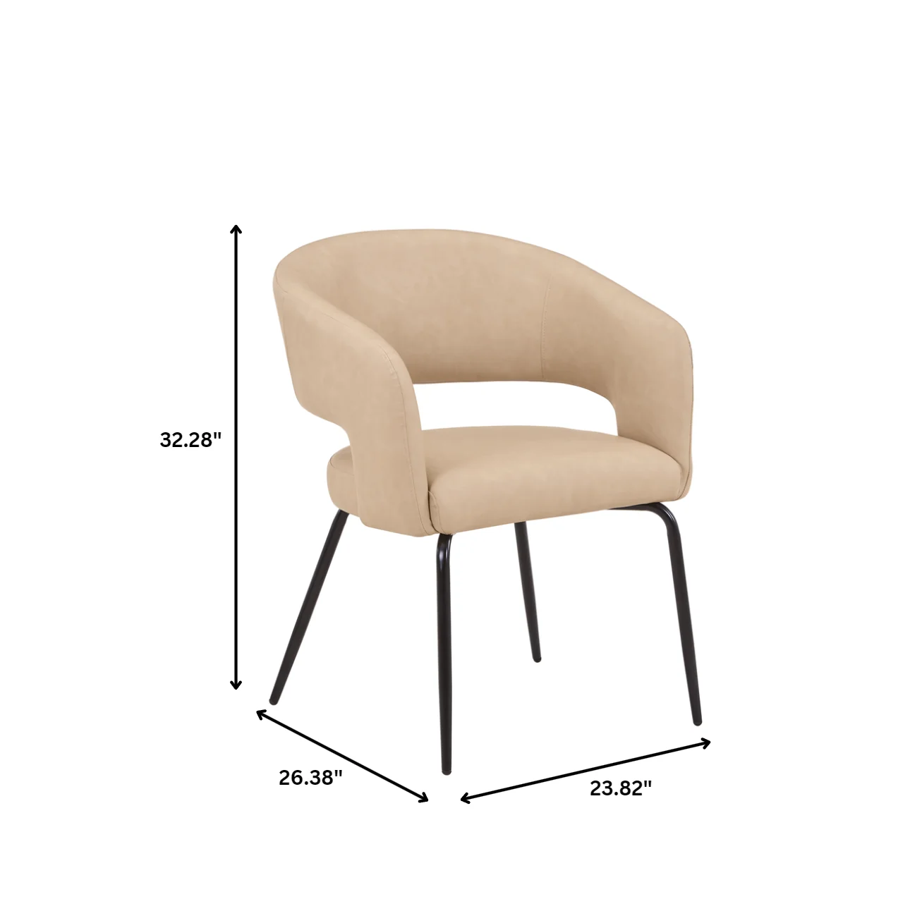 Verve 5-Piece Dining Set with 36" Round Dining Table in Black MDF Top and 4 Dining Chairs in Light Taupe Leather