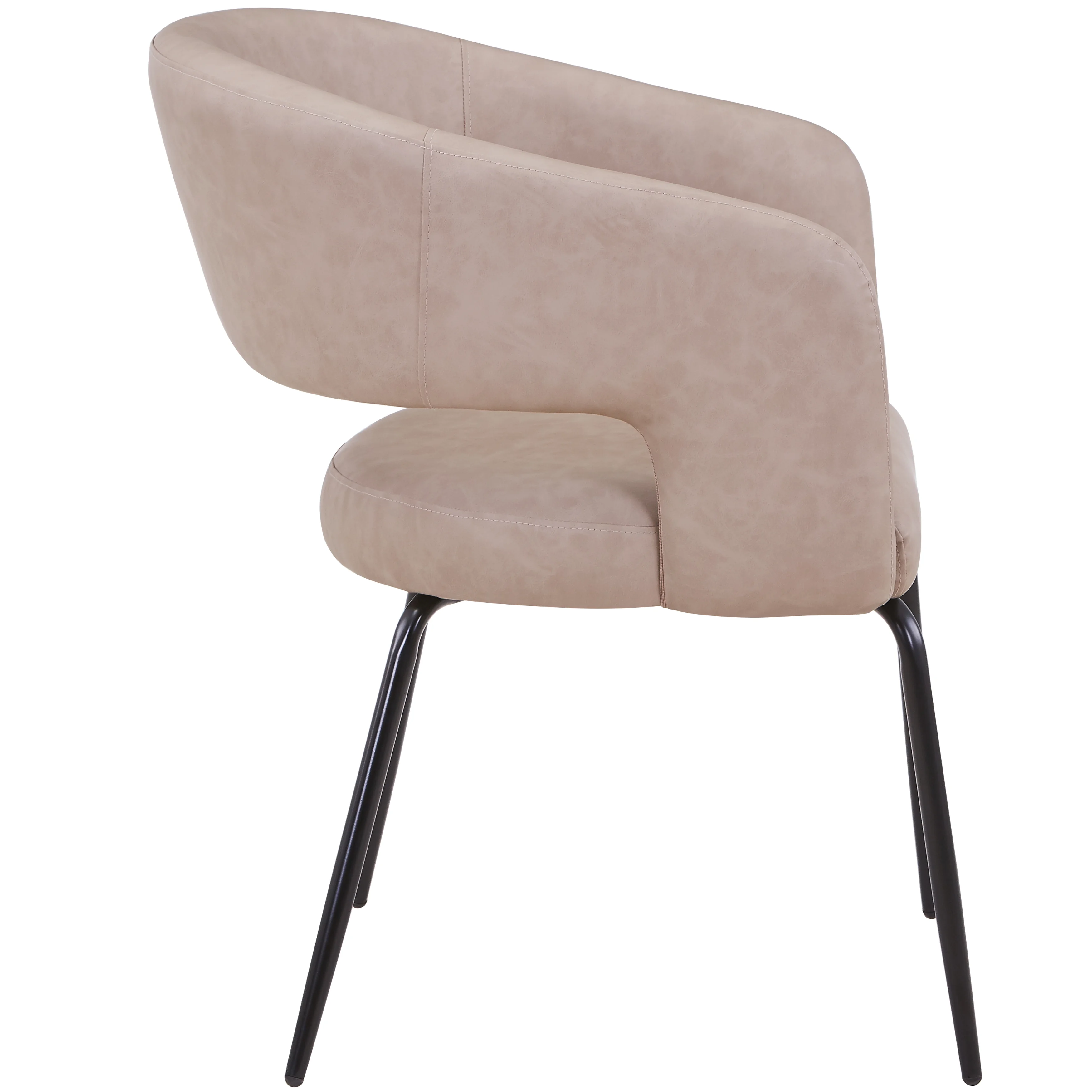 Verve 5-Piece Dining Set with 36" Round Dining Table in Black MDF Top and 4 Dining Chairs in Taupe Leather