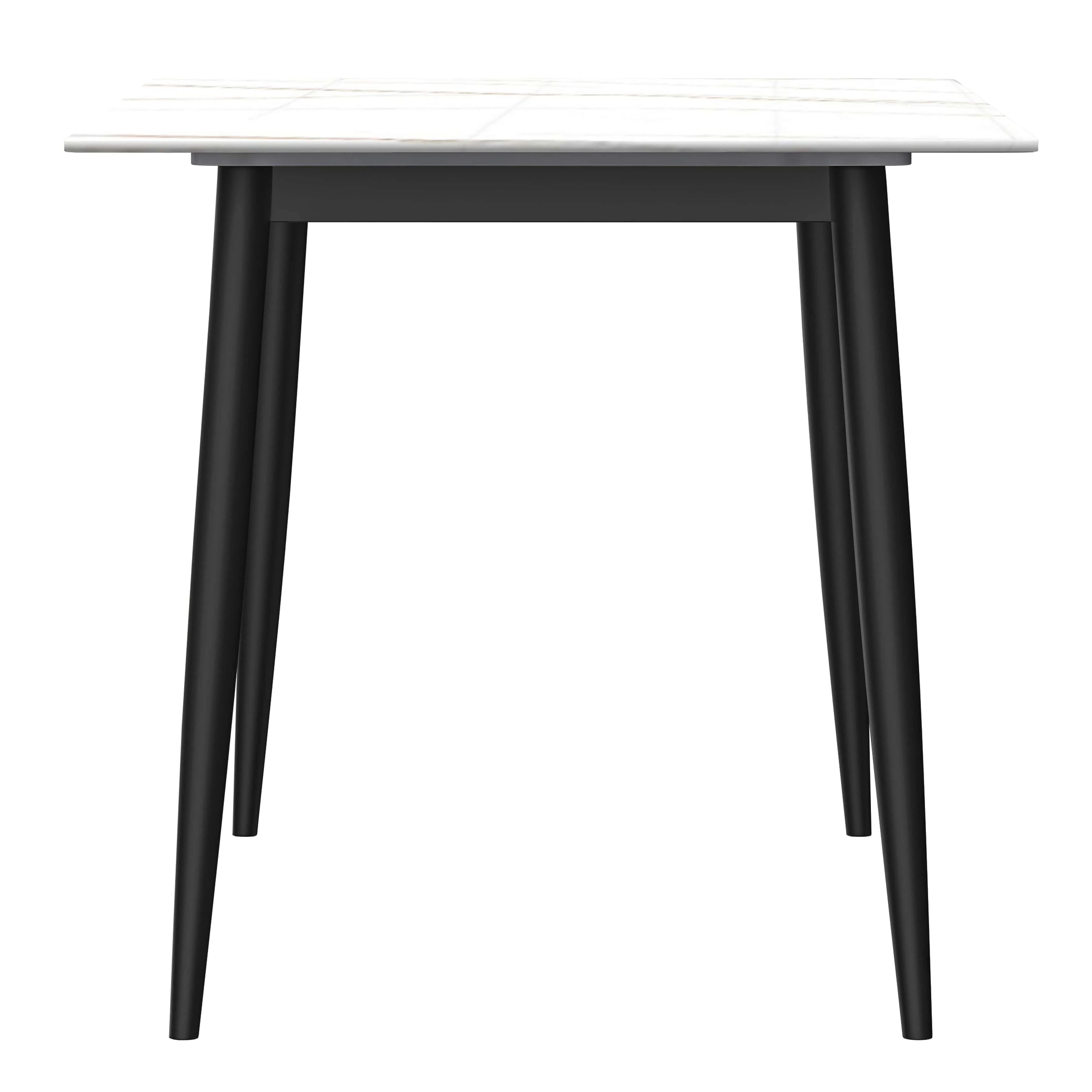 7-Piece Dining Set with Rectangular Sintered Stone Dining Table and 6 Leather Dining Chairs with Iron Base