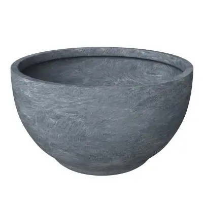 Grove Series Poly Stone Planter Set in Aged Concrete