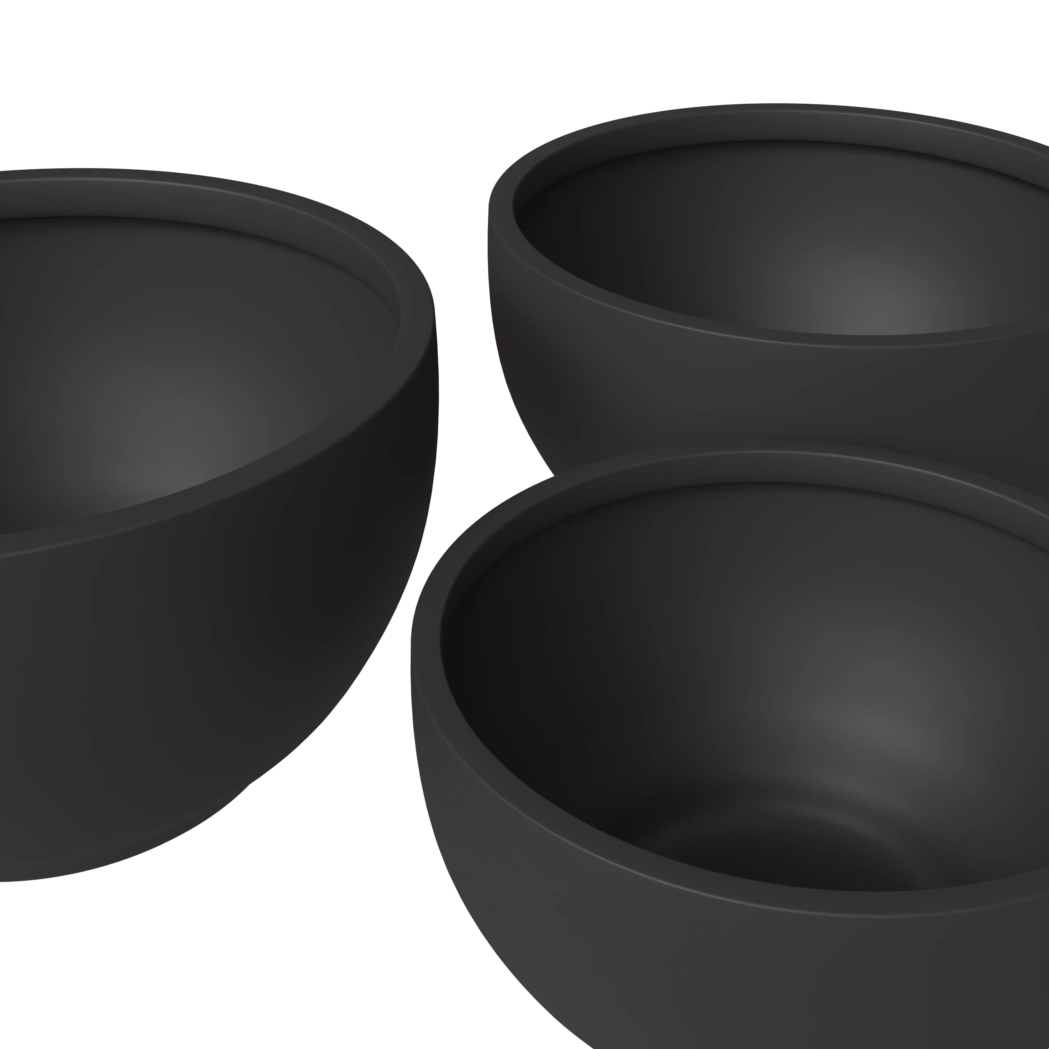 Grove Series Poly Stone Planter Set in Black