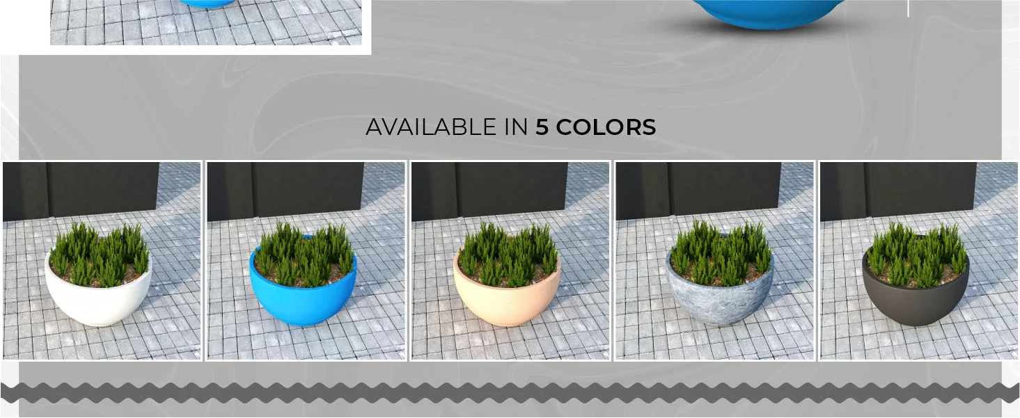 Grove Series Hemisphere Poly Clay Planter in Blue 10.6 Dia, 5.9 High